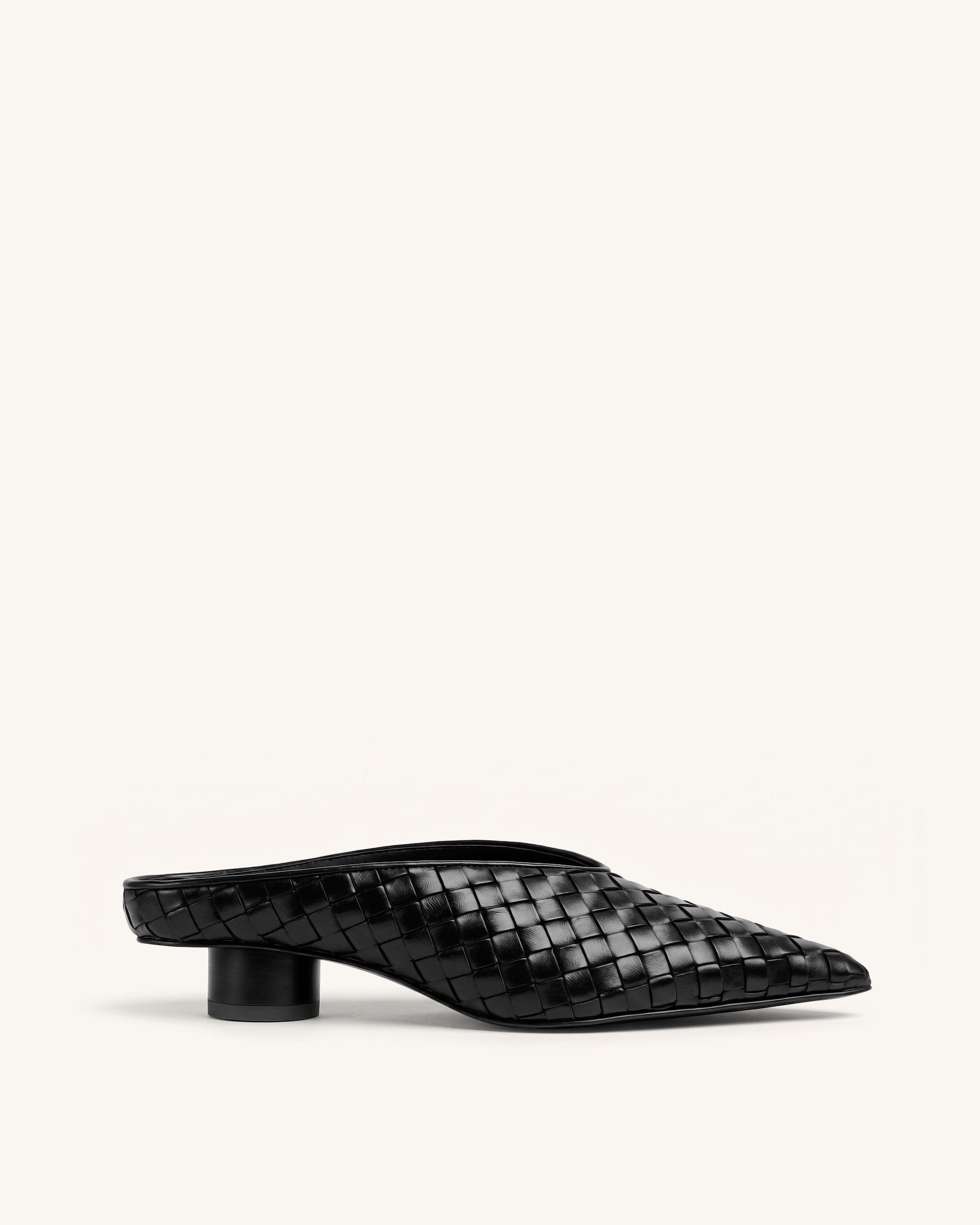 Jw Pei Helena Woven Textured Pointed Toe Mules Black