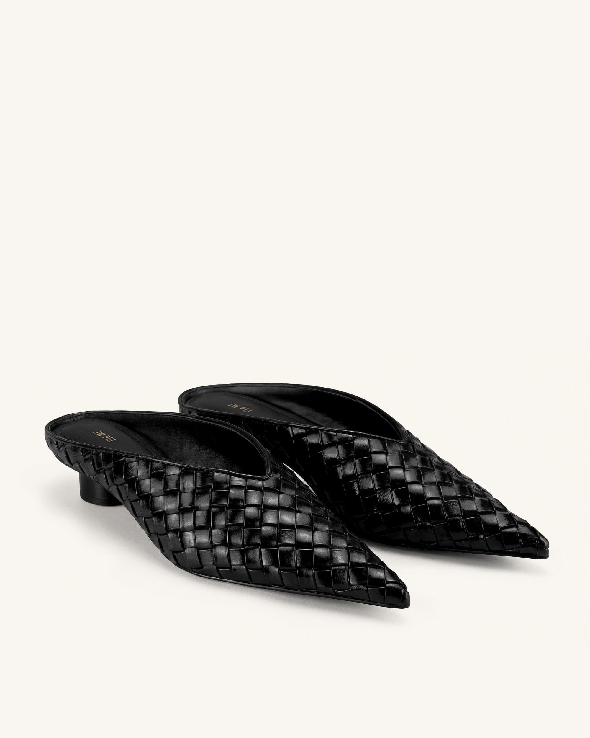 Jw Pei Helena Woven Textured Pointed Toe Mules Black