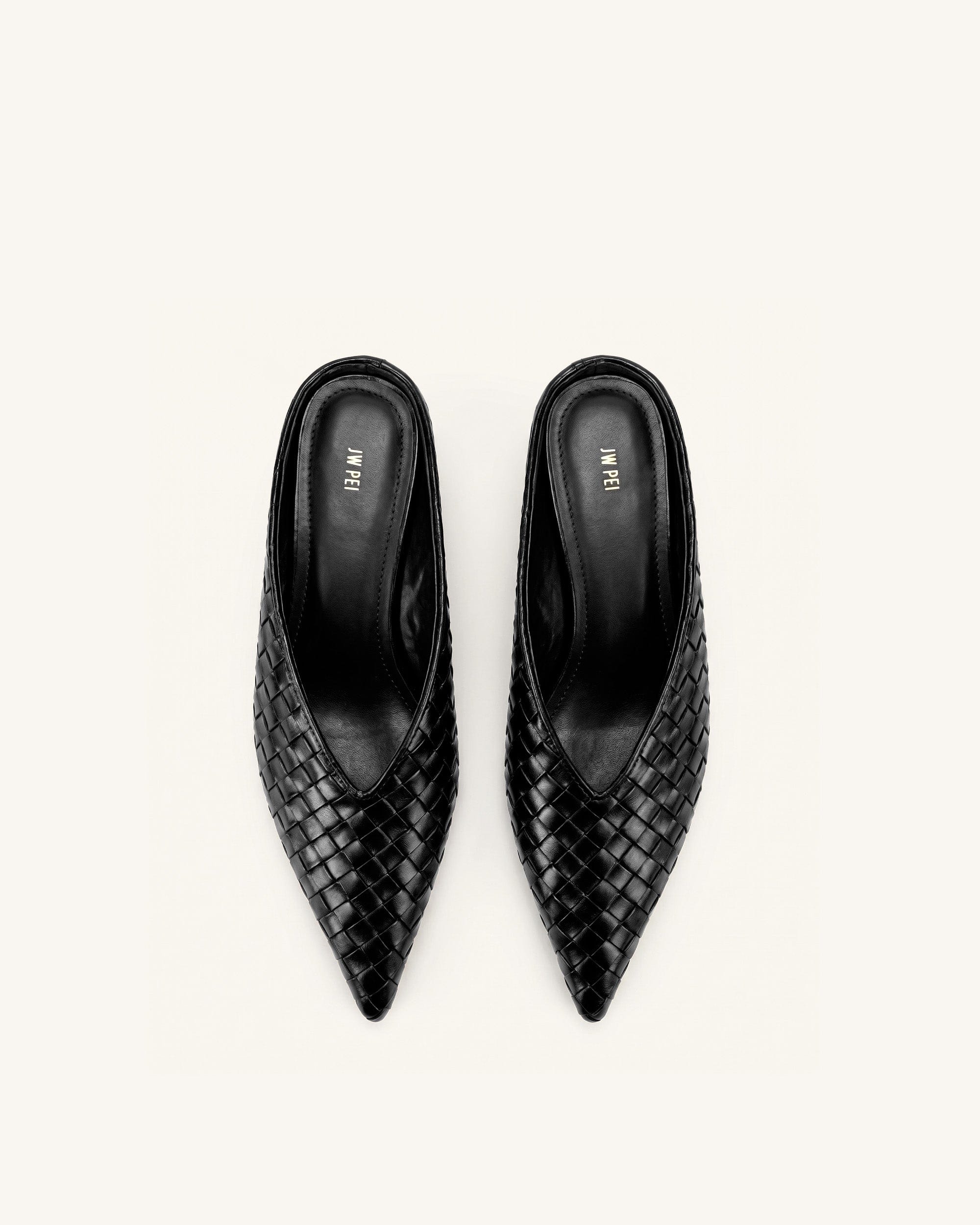 Jw Pei Helena Woven Textured Pointed Toe Mules Black