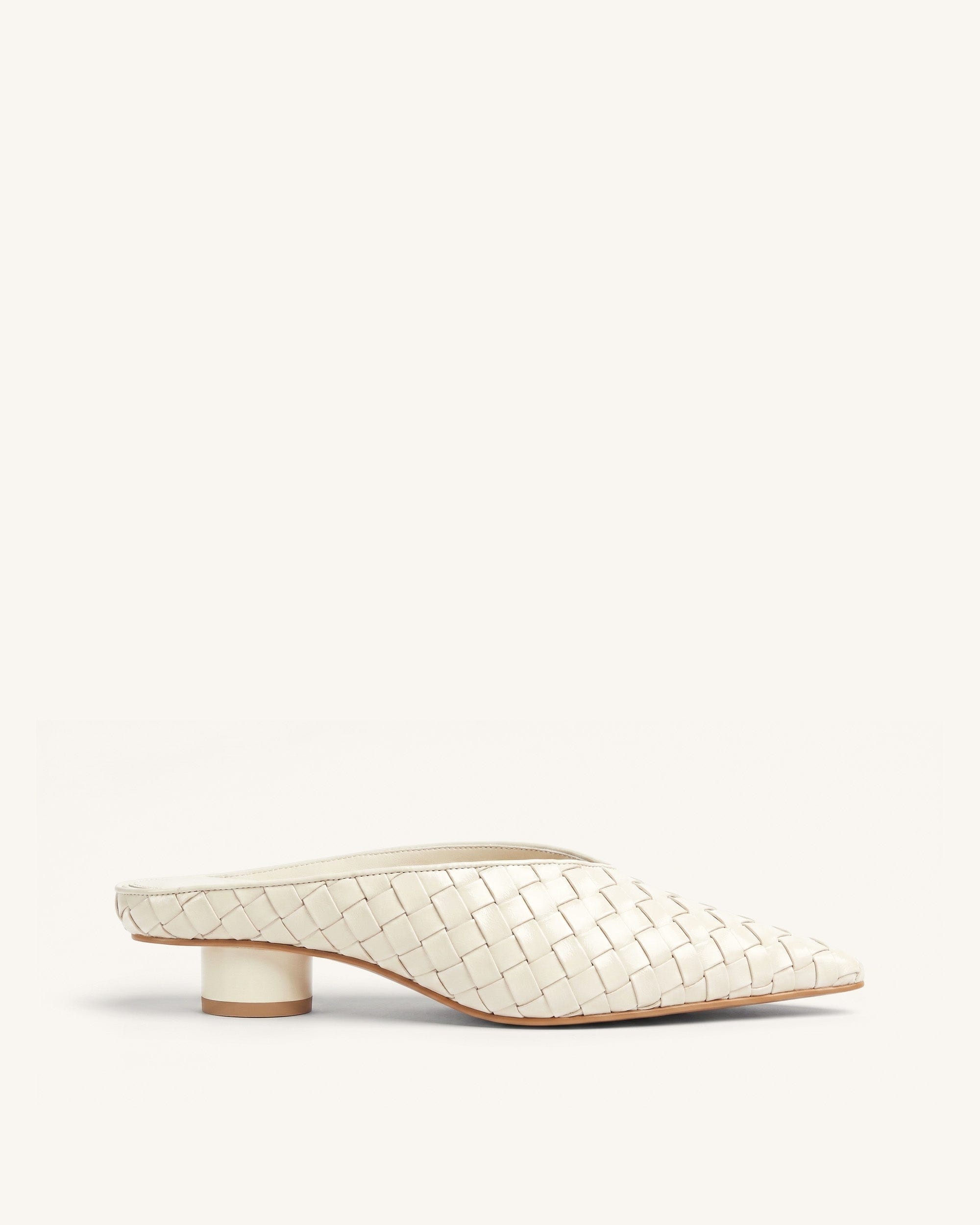 Jw Pei Helena Woven Textured Pointed Toe Mules Beige