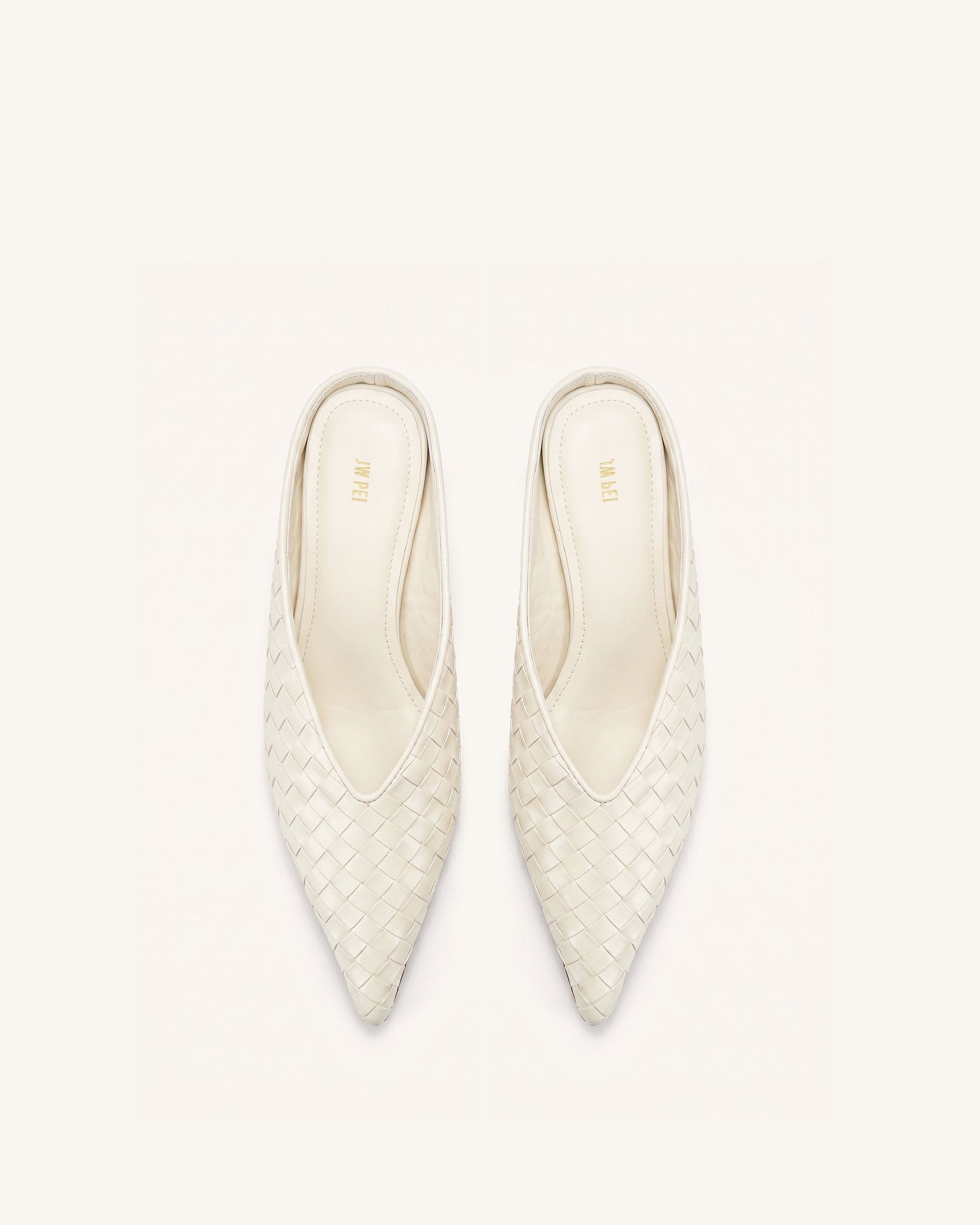 Jw Pei Helena Woven Textured Pointed Toe Mules Beige