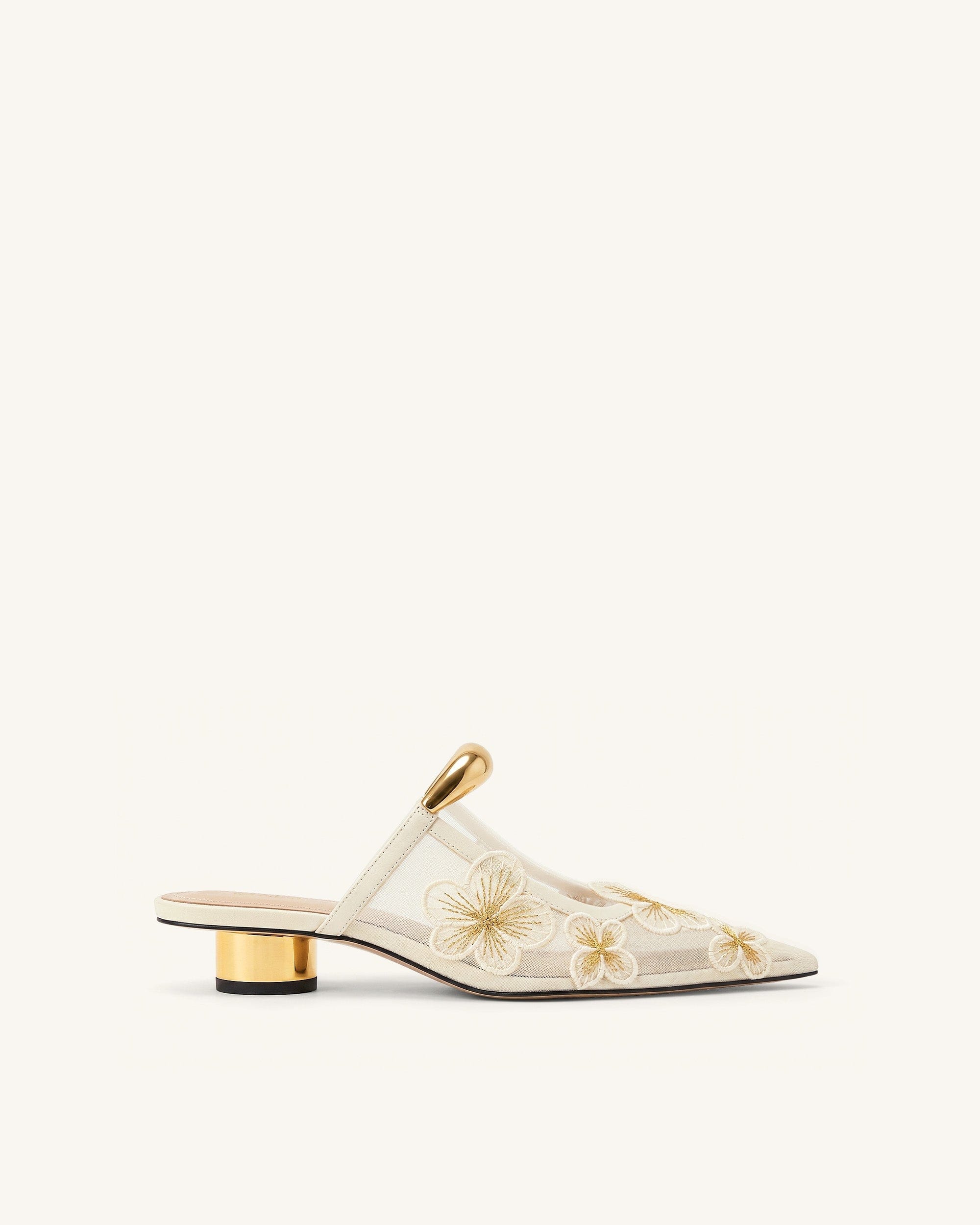 Jw Pei Helena Pierced Floral Mesh Mules Ivory
