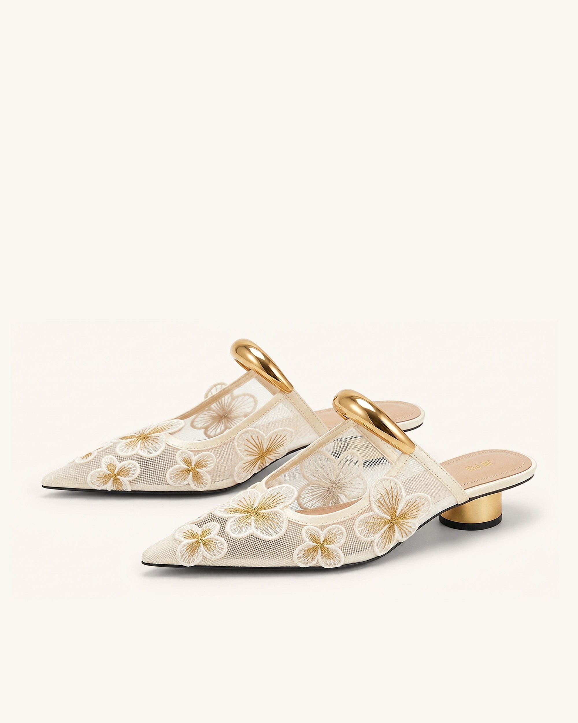 Jw Pei Helena Pierced Floral Mesh Mules Ivory