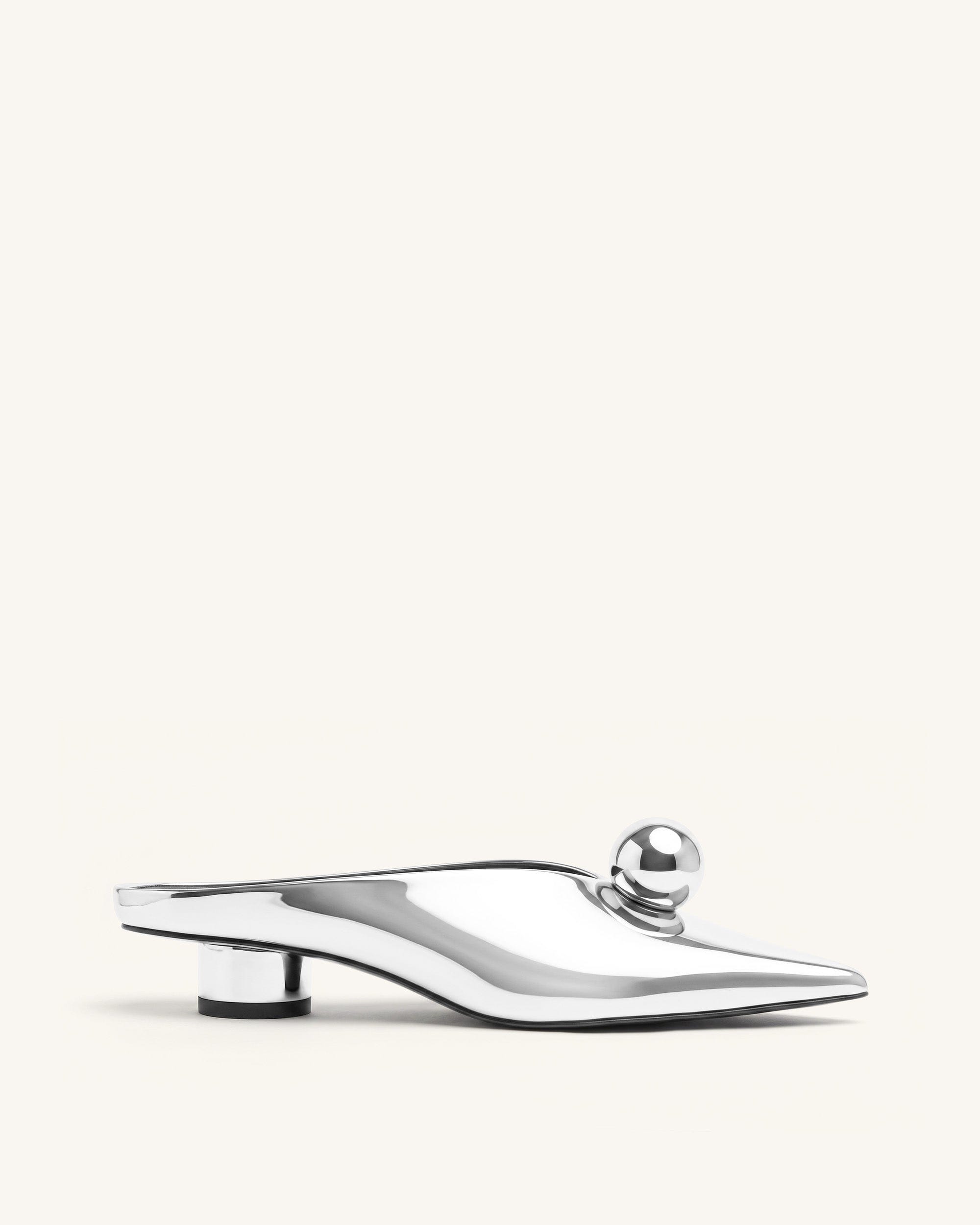 Jw Pei Helena Gold Sphere Pointed Toe Mules Silver