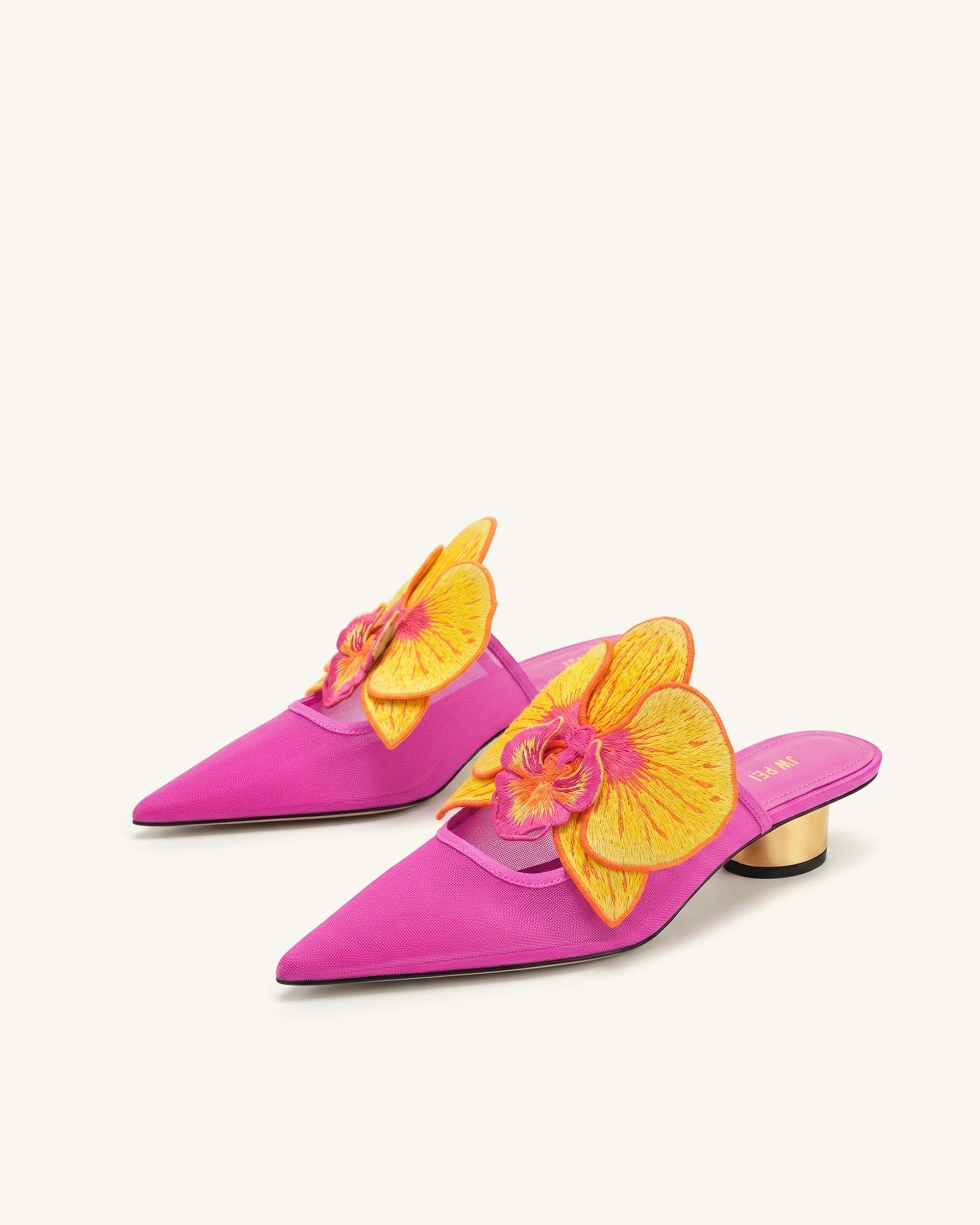 Jw Pei Helena Embroidery Decoration Pierced Mules Rose Red