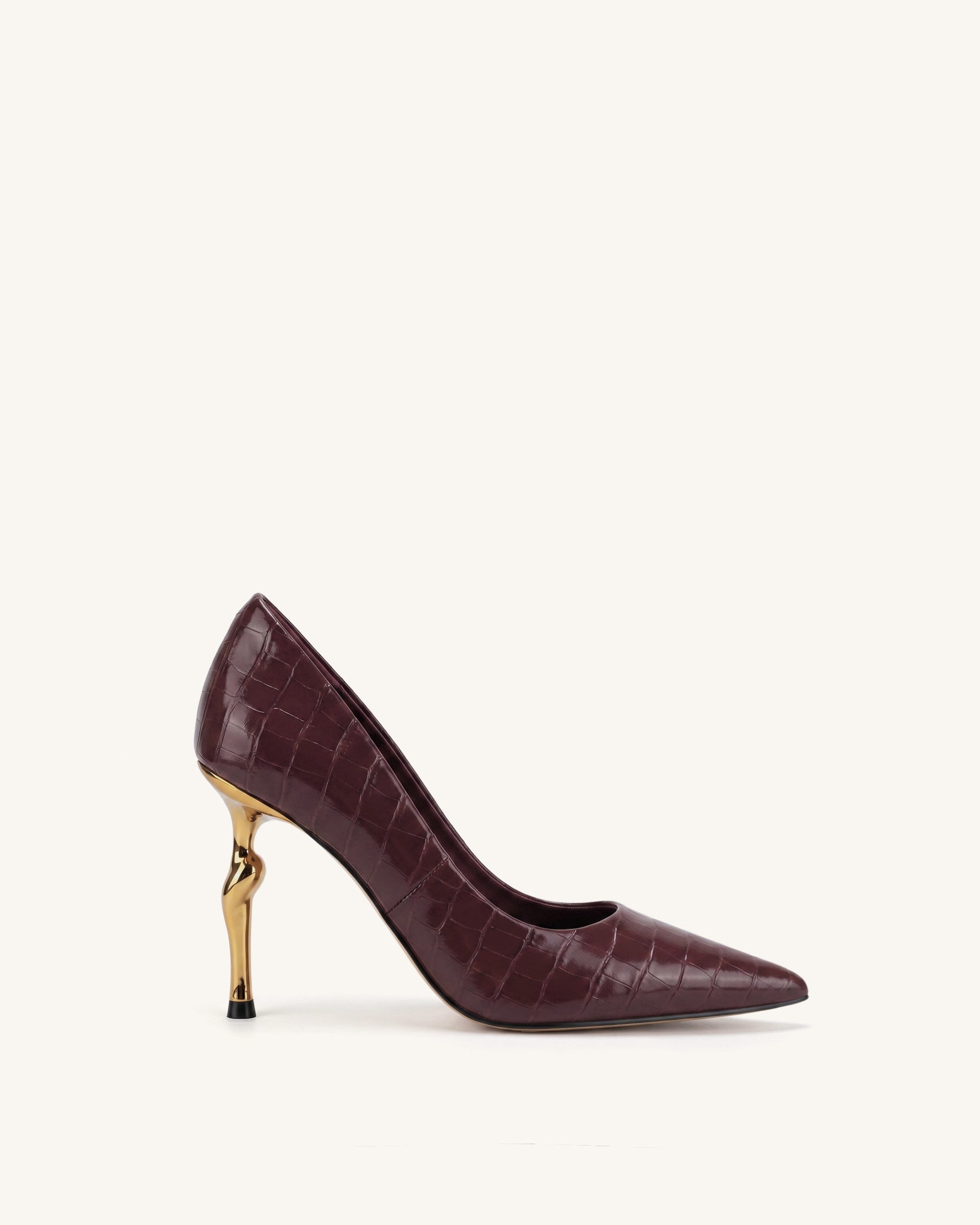 Jw Pei Hazel Croc Embossed Heels Burgundy
