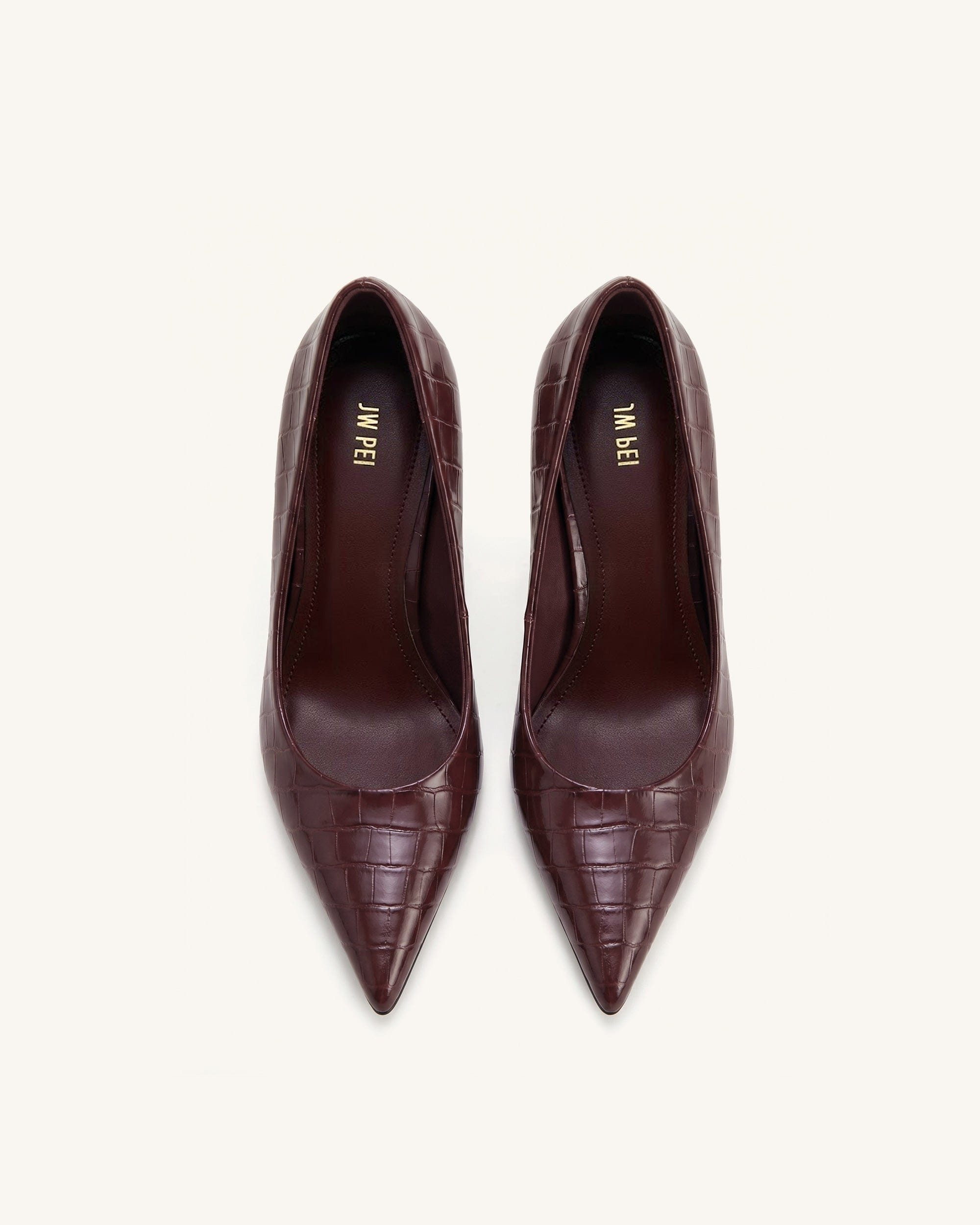 Jw Pei Hazel Croc Embossed Heels Burgundy