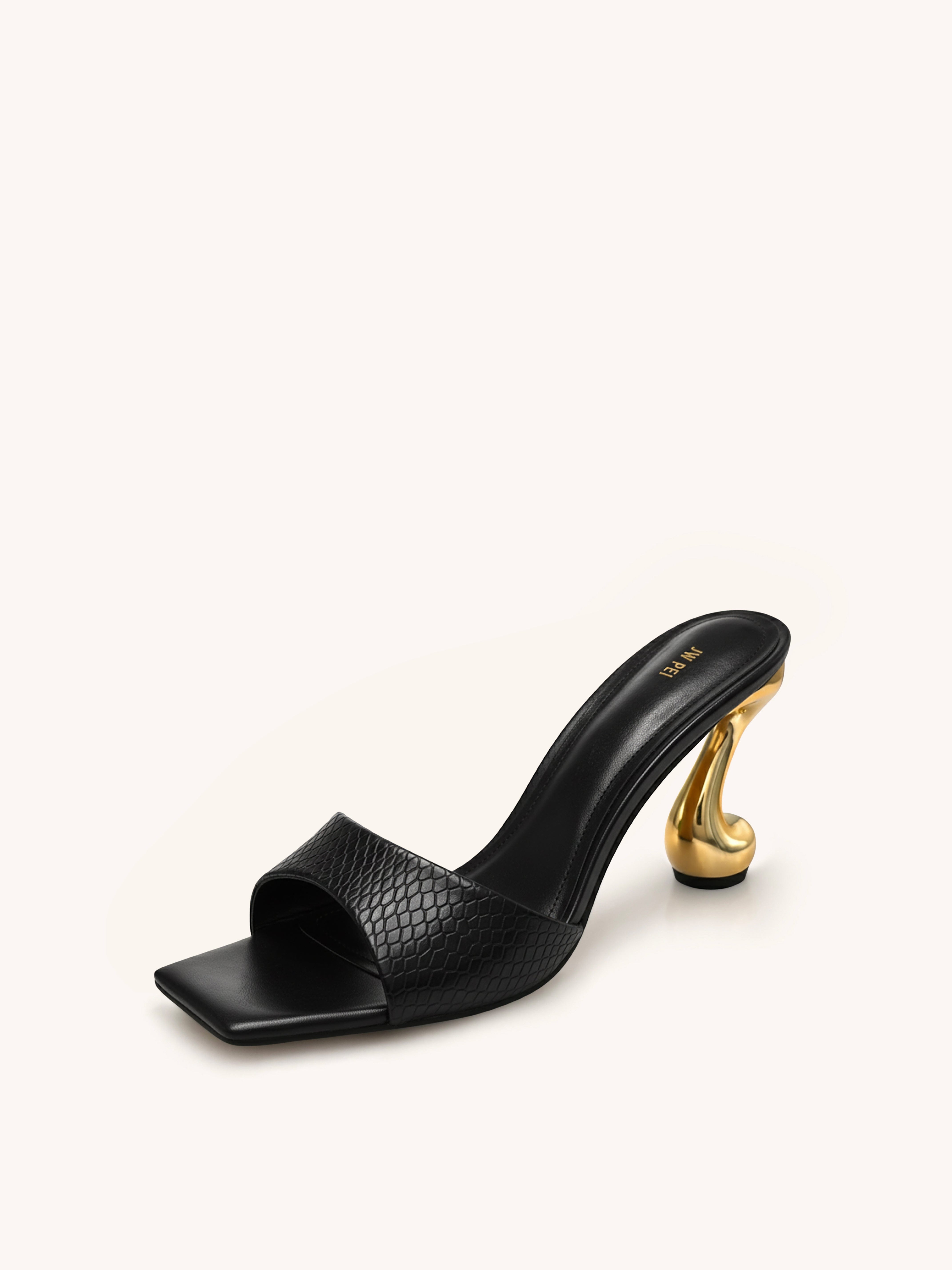 Jw Pei Hannah Faux Snakeskin Heel Mules Black