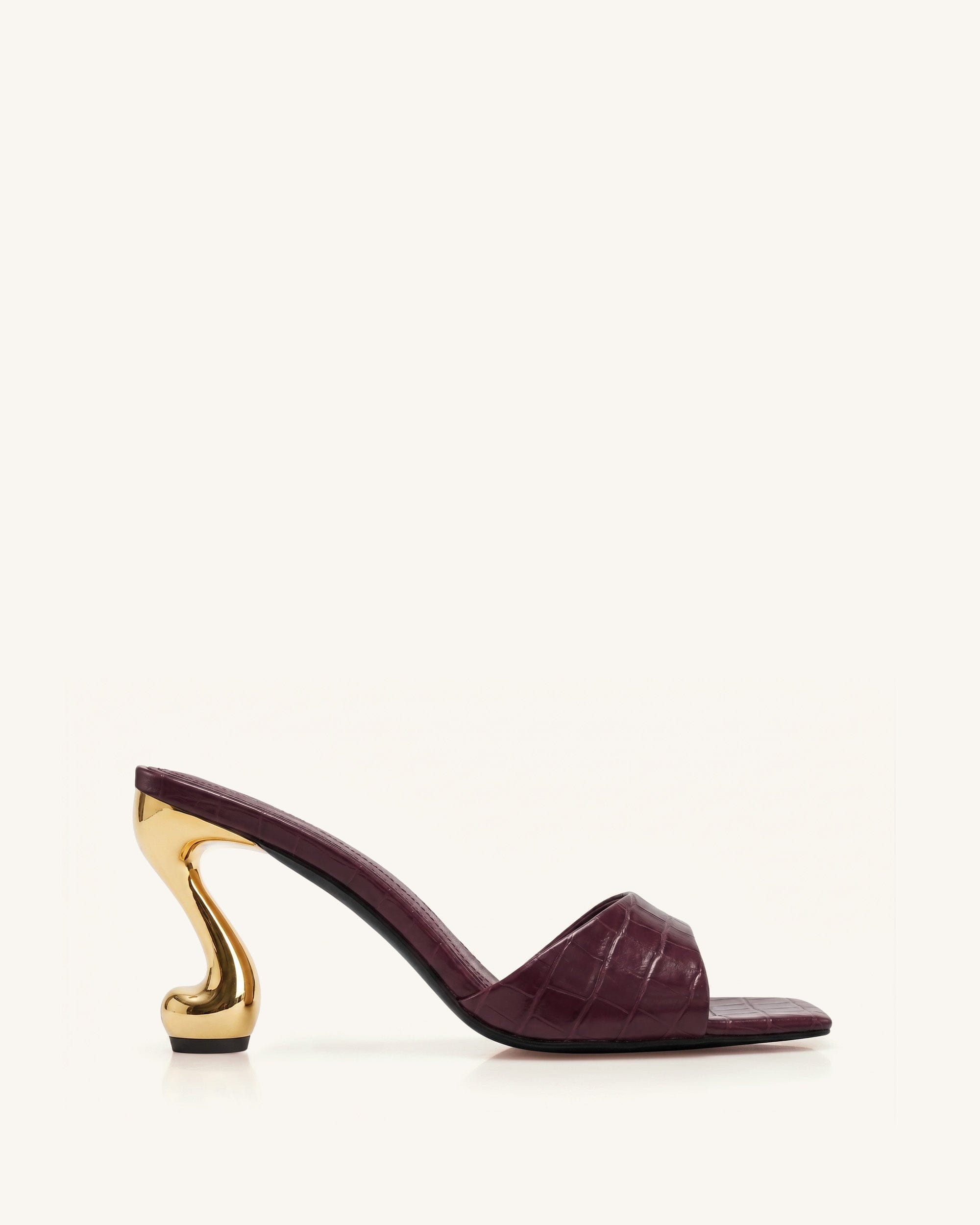 Jw Pei Hannah Croc Embossed Heel Mules Burgundy