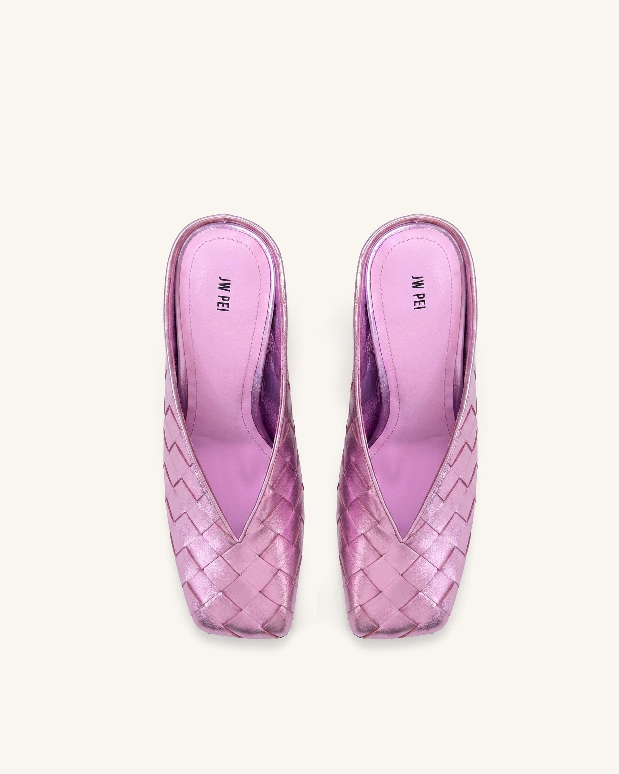 Jw Pei Ellie Woven Square Toe Mule Heels Purple