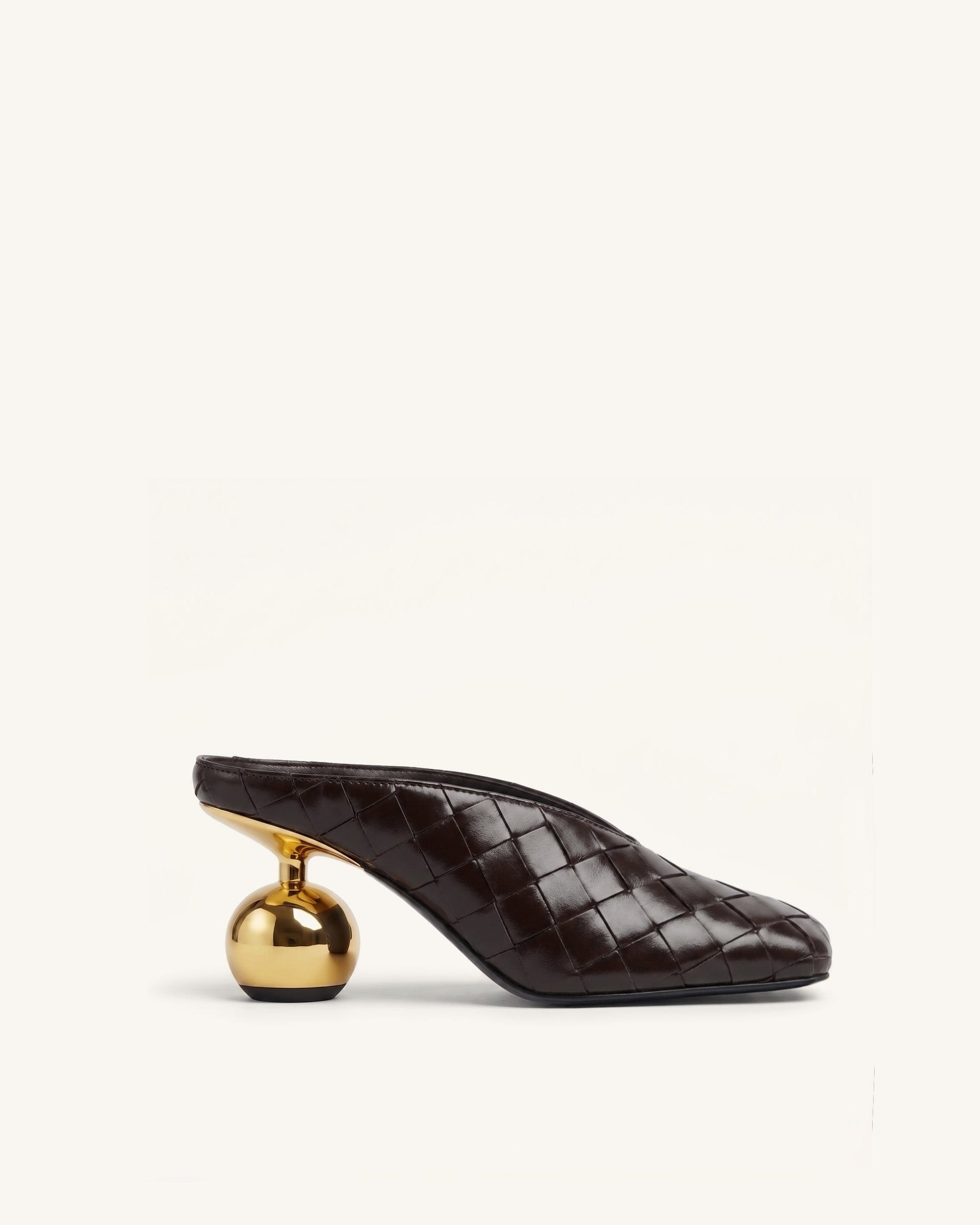 Jw Pei Ellie Woven Square Toe Mule Heels Dark Brown
