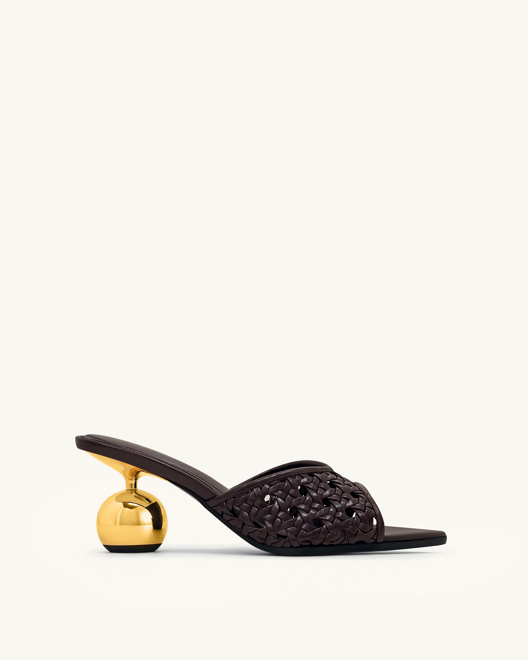 Jw Pei Ellie Woven Sphere Heel Mules Deep Burgundy