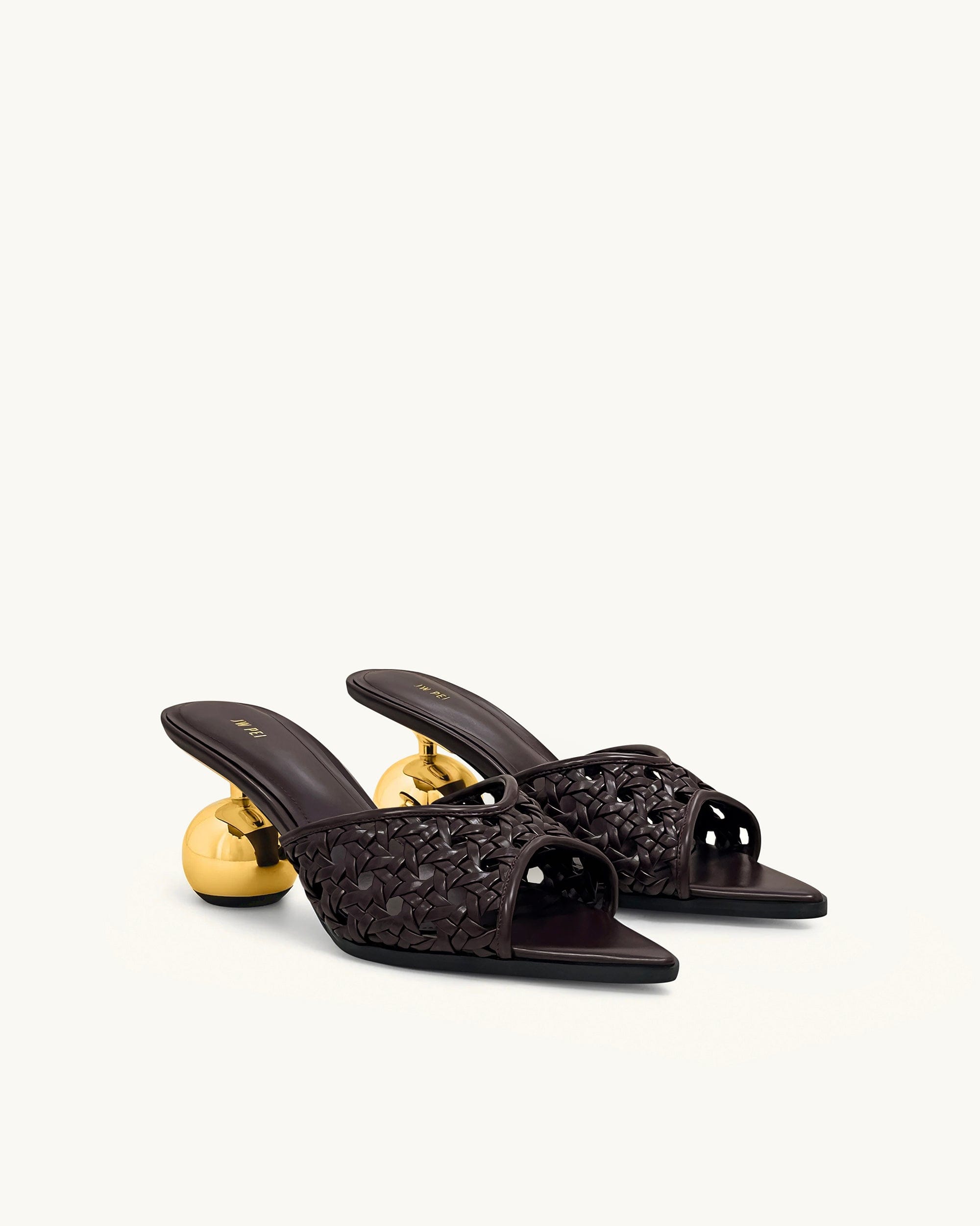 Jw Pei Ellie Woven Sphere Heel Mules Deep Burgundy