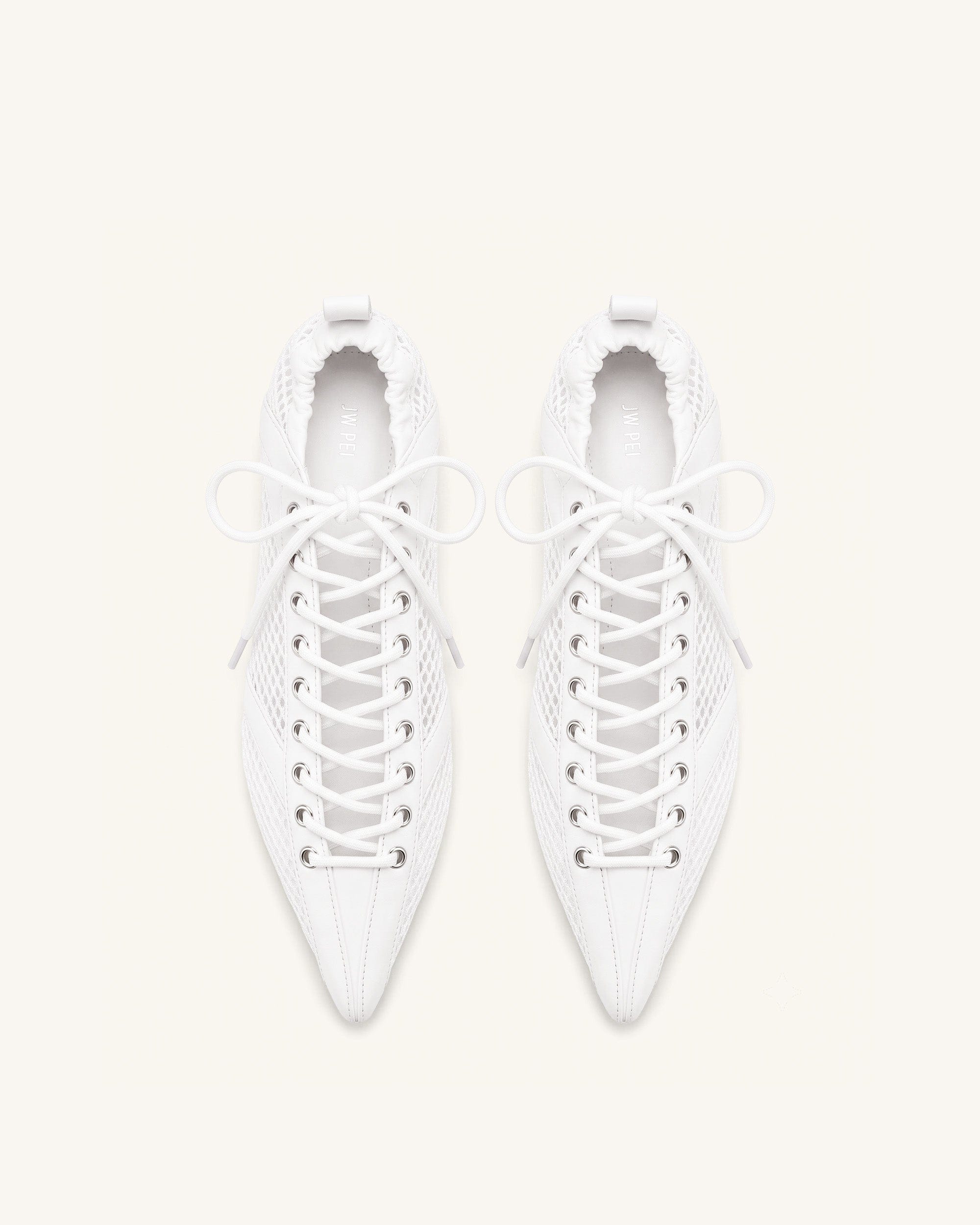 Jw Pei Ava Lace Up Mesh Flats White