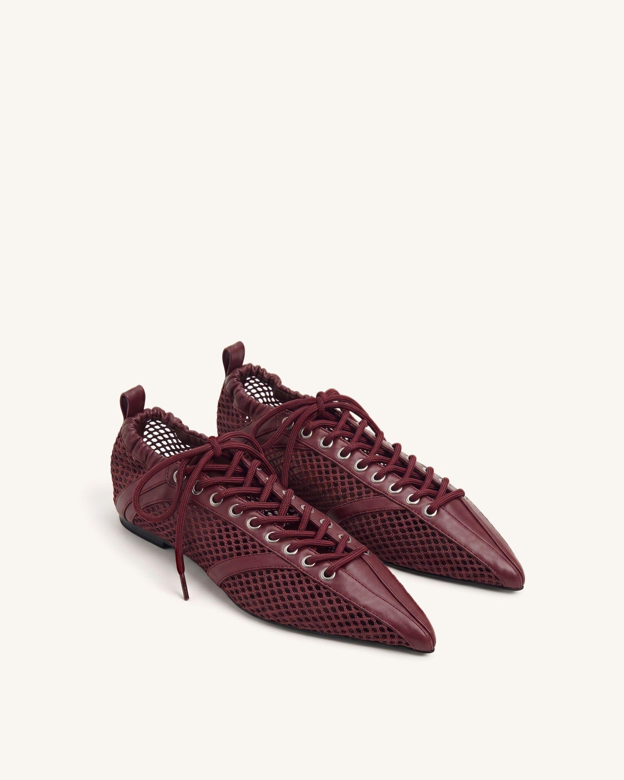 Jw Pei Ava Lace Up Mesh Flats Burgundy
