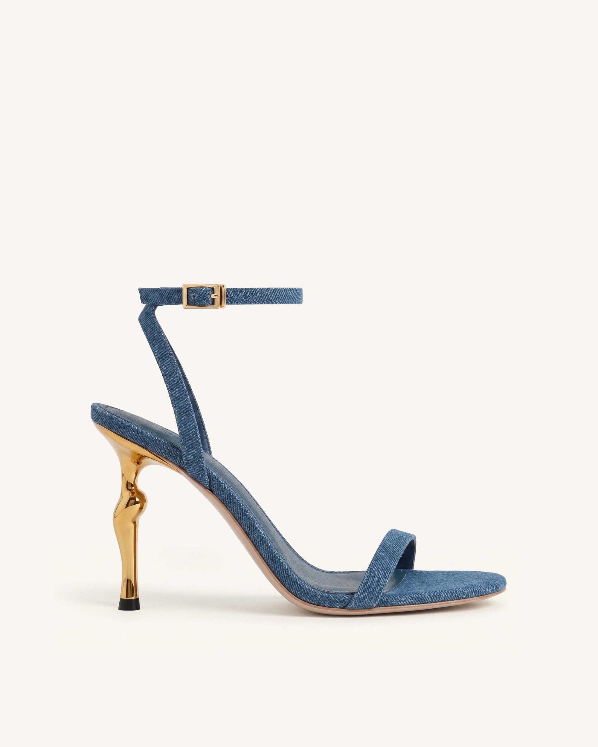 Jw Pei Alivia Gold Metal Heel Sandals Denim Blue