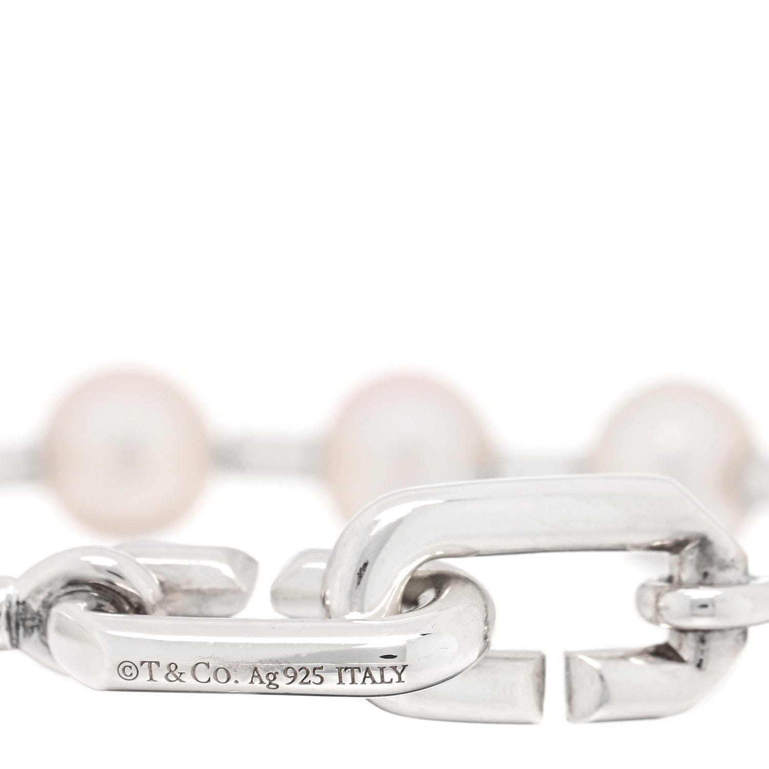 Tiffany Sterling Silver Pearl 7.5 - 8.5 mm HardWear Bracelet