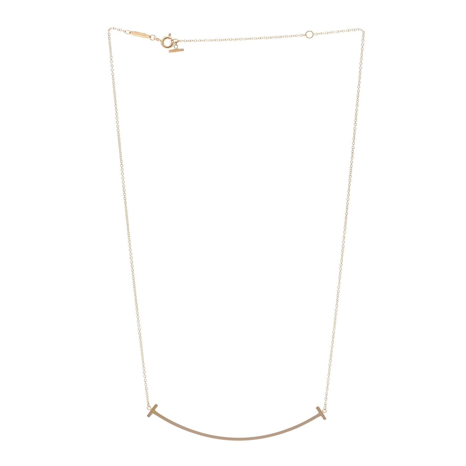 Tiffany 18K Rose Gold Large T Smile Pendant Necklace