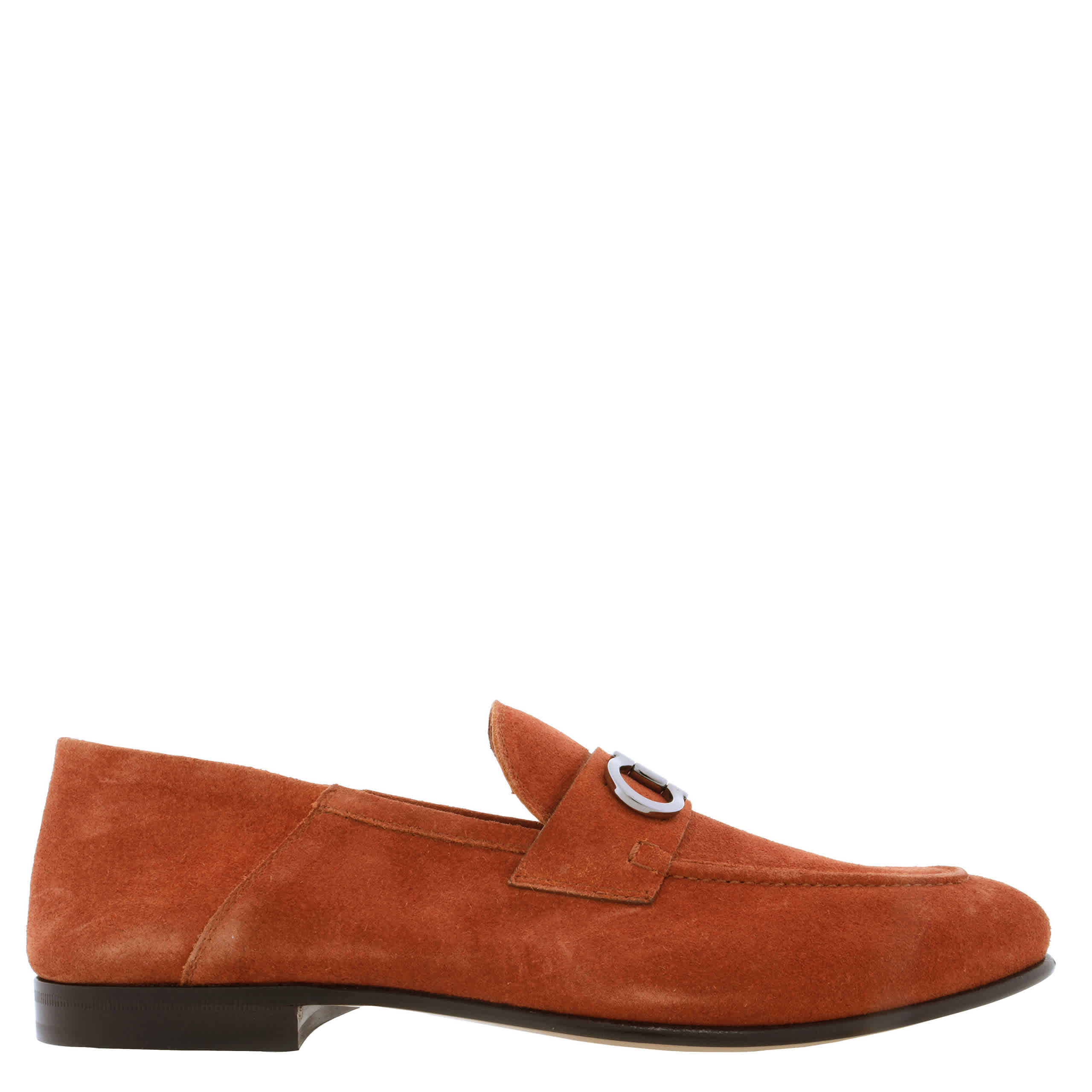 Ferragamo Gancini Ornament Suede Mocassins, Size 9 E