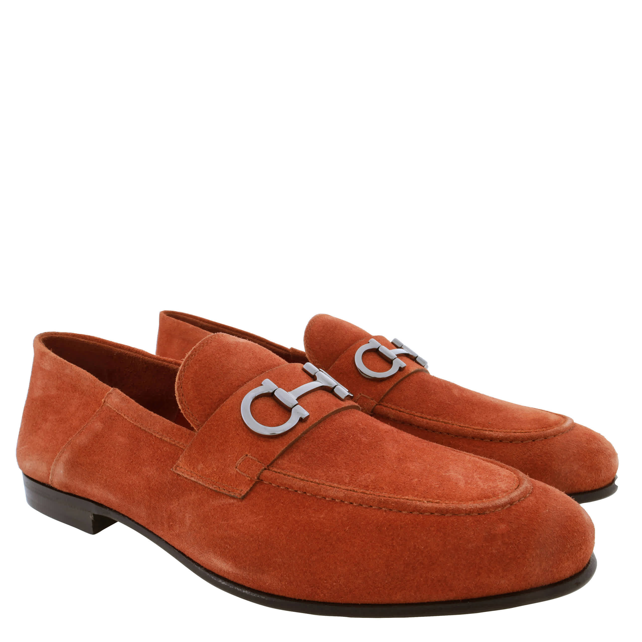 Ferragamo Gancini Ornament Suede Mocassins, Size 9 E
