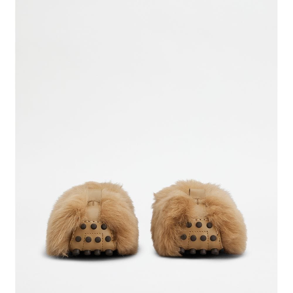 Tod's Tods Gommino Loafers In Fur Beige Womens