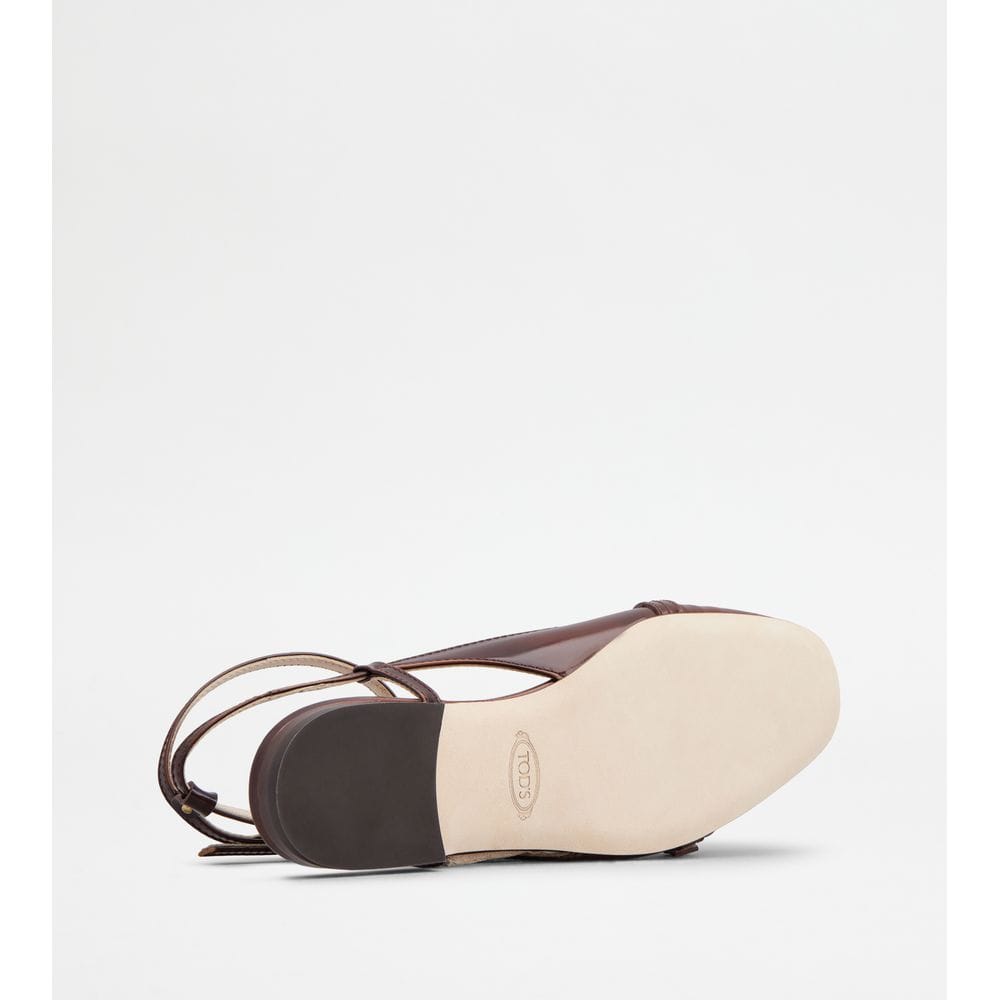 Tod's Tods Slingback Ballerinas In Leather Brown Womens