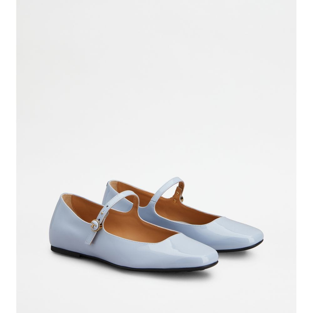 Tod's Tods Ballerinas In Patent Leather Sky Blue Womens