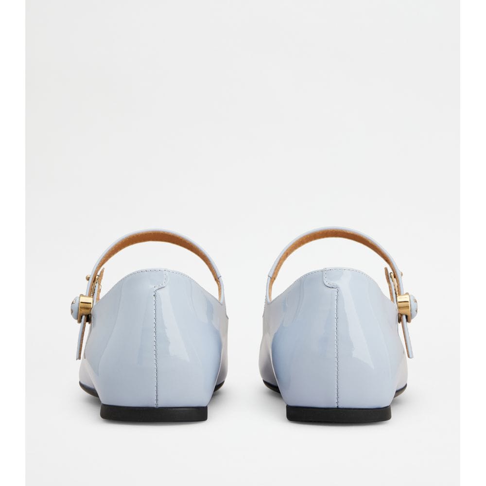 Tod's Tods Ballerinas In Patent Leather Sky Blue Womens