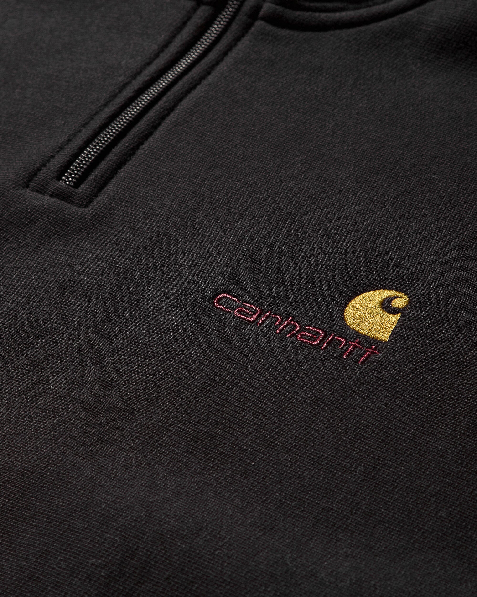 Carhartt WIP Men's Half Zip American Script Sweashirt Black