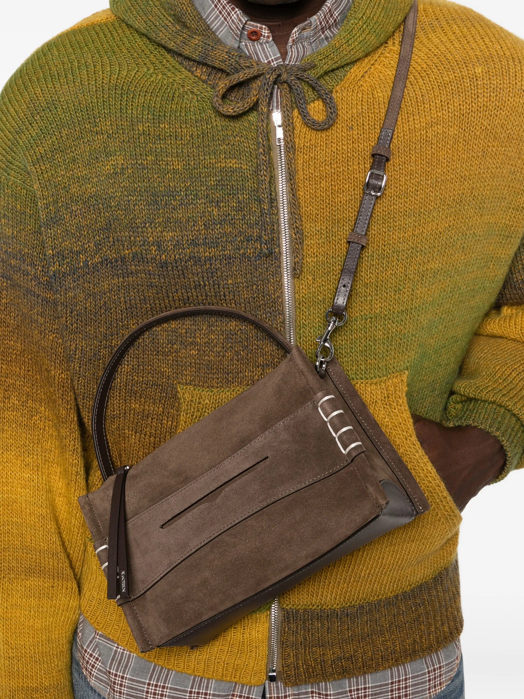 JW Anderson small loafer suede top handle bag
