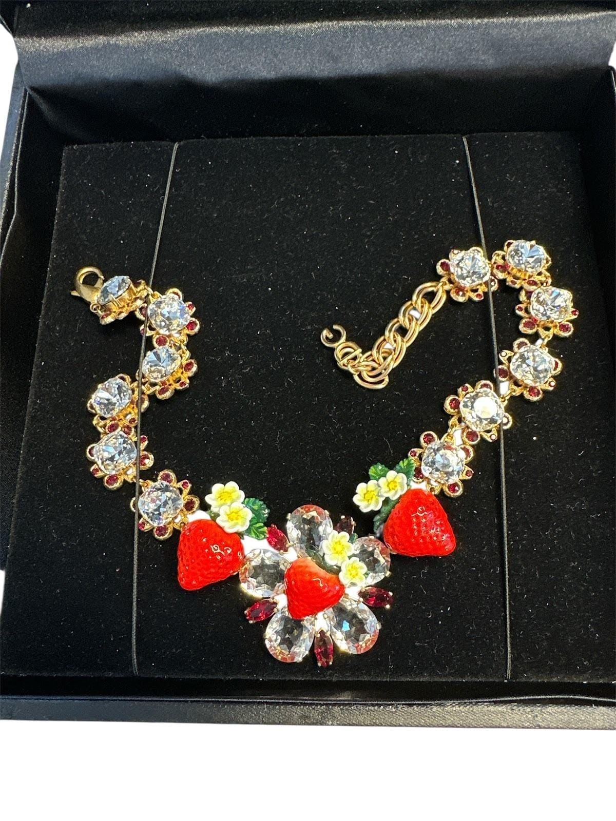 Dolce & Gabbana Gold Crystal Strawberry Necklace DG27S