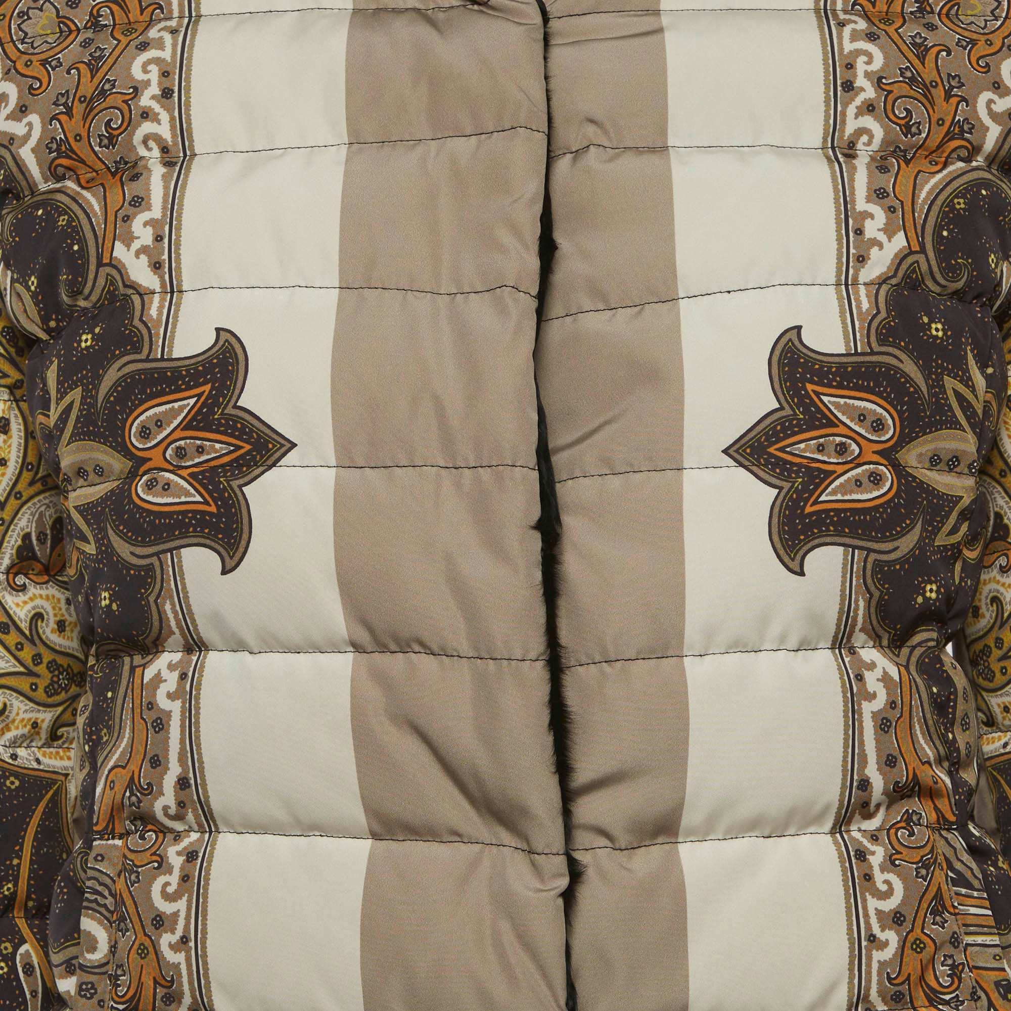 Etro Multicolor Paisley Print Synthetic Quilted Down Jacket