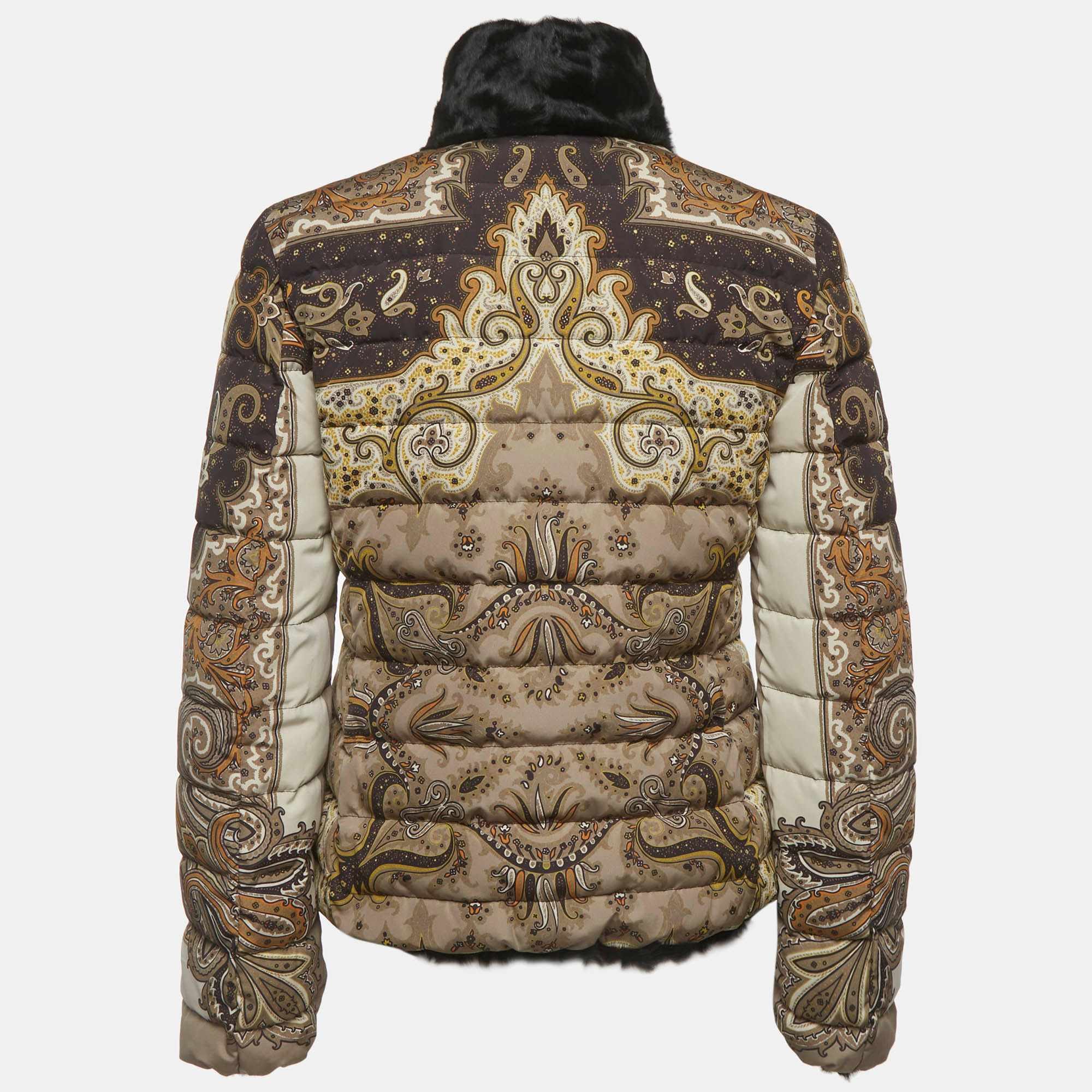 Etro Multicolor Paisley Print Synthetic Quilted Down Jacket