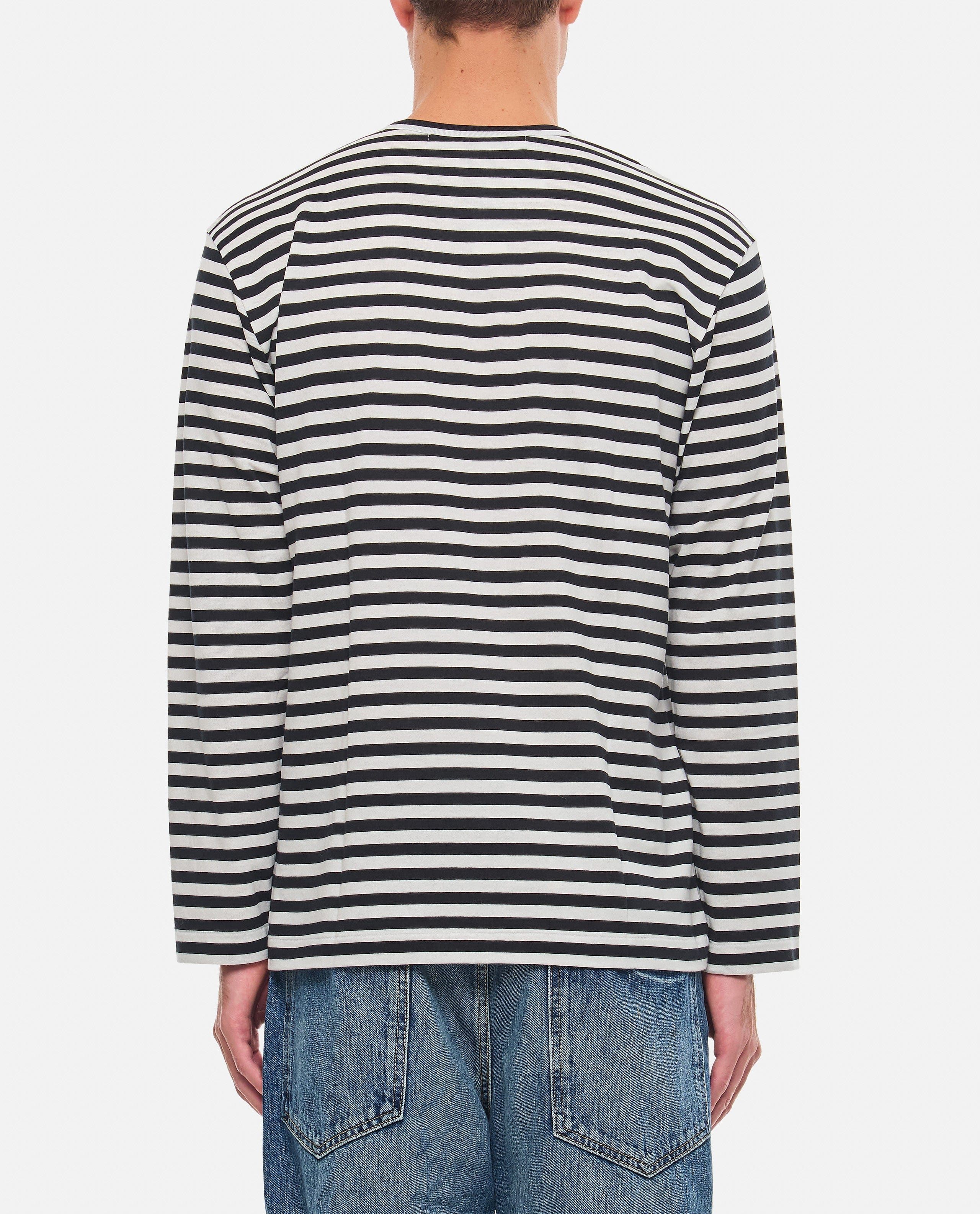 Comme des Garçons Play MAGLIETTA A MANICHE LUNGHE A RIGHE CON LOGO