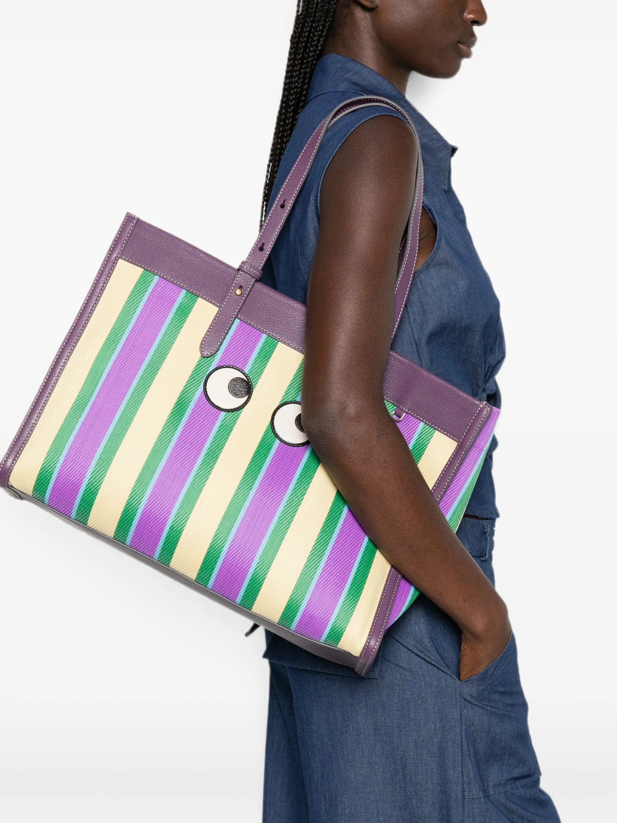 Anya Hindmarch E/W Eyes striped shoulder bag