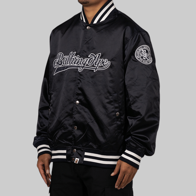 A Bathing Ape® Baseball Varsity Jacket - Navy