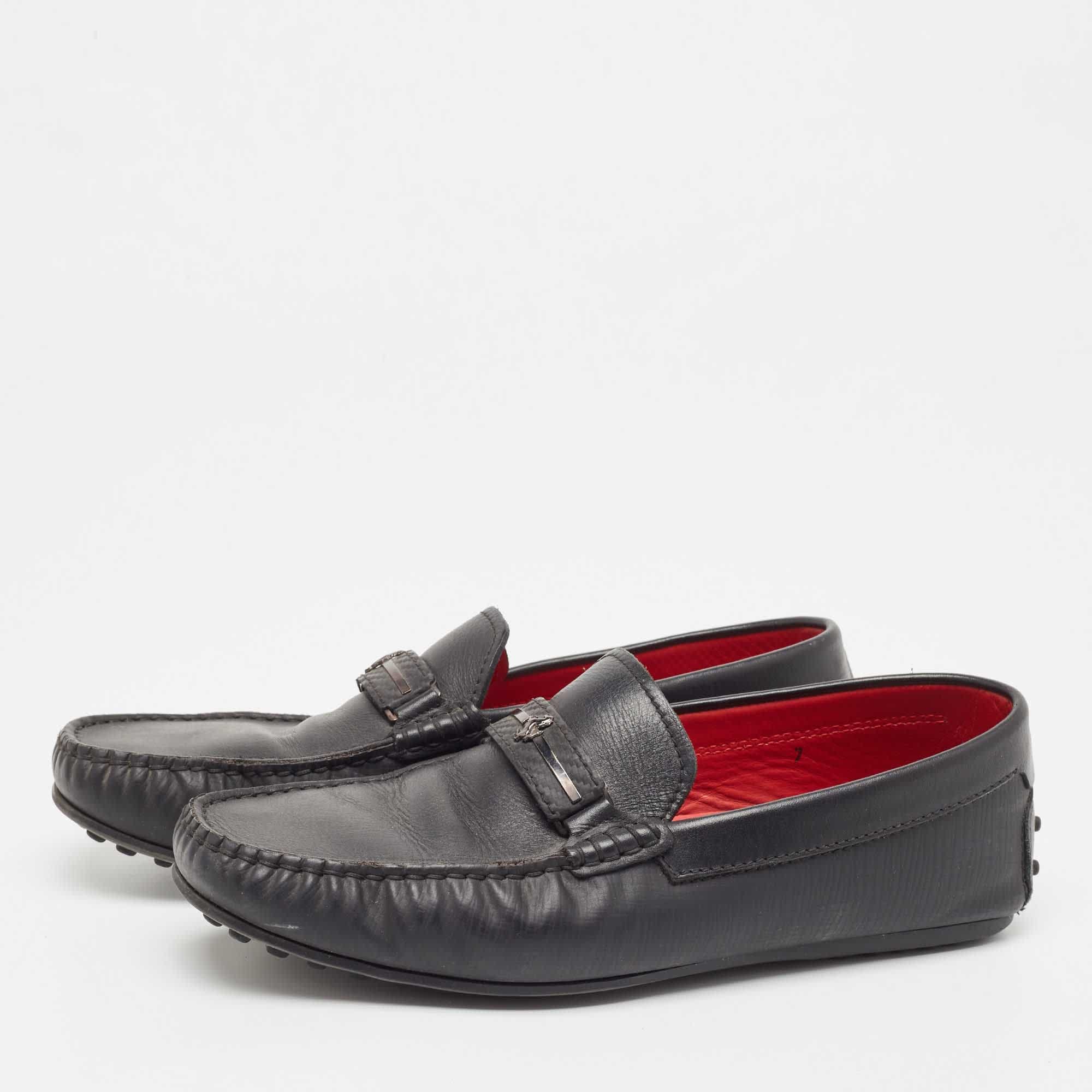 Salvatore Ferragamo Black Leather Slip On Loafers