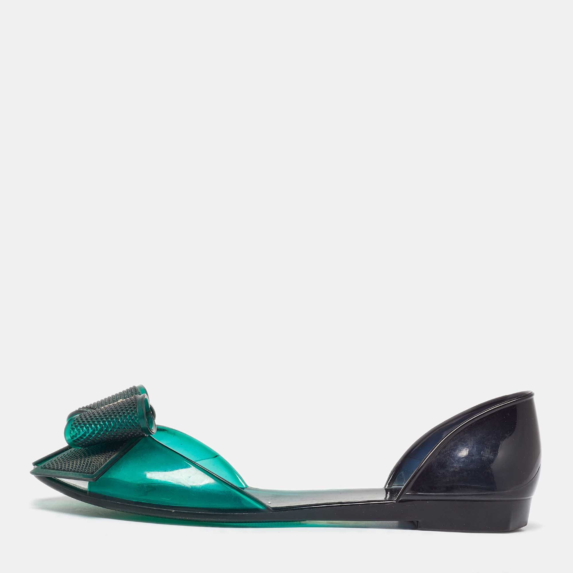 Salvatore Ferragamo Green Jelly Barbados Ballet Flats