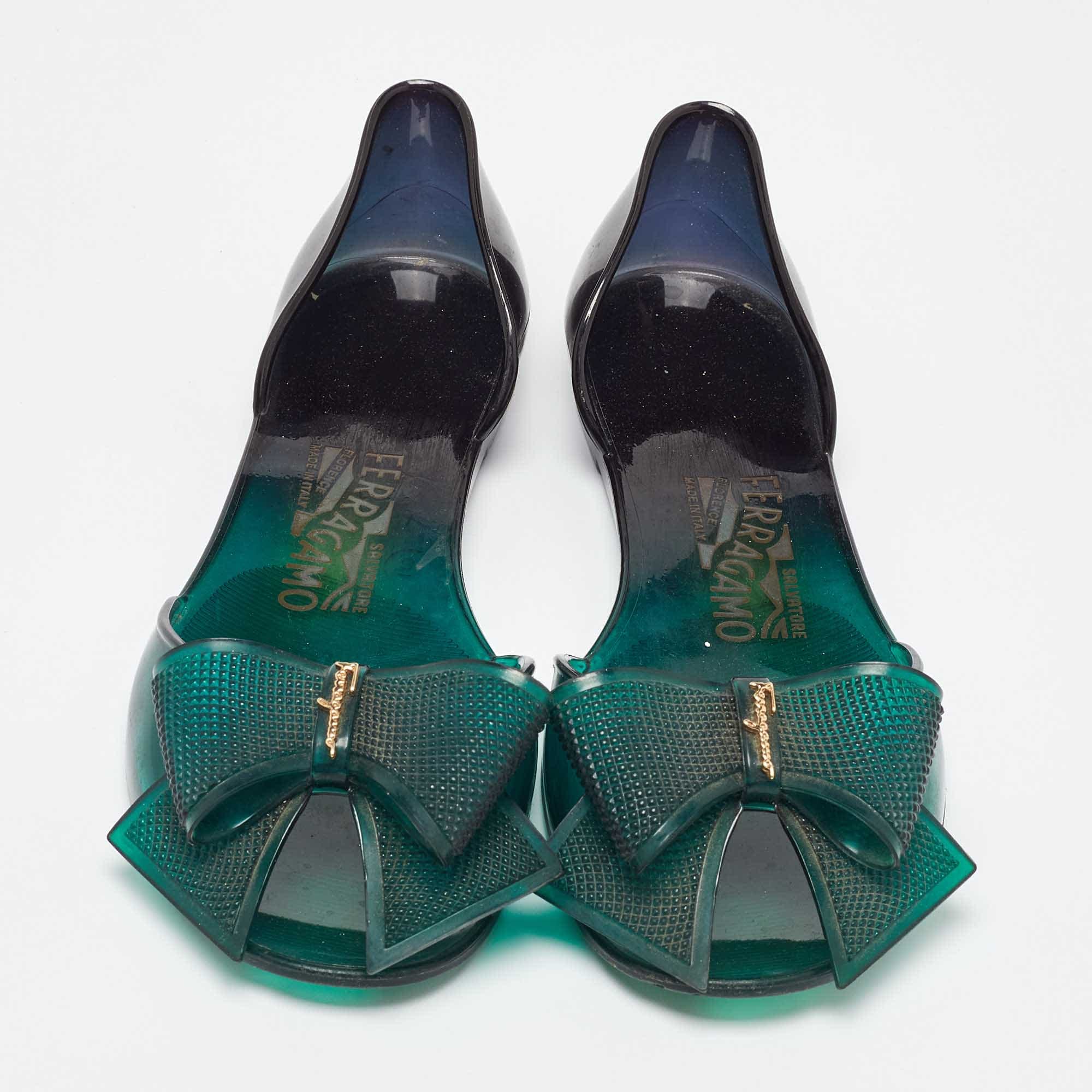 Salvatore Ferragamo Green Jelly Barbados Ballet Flats