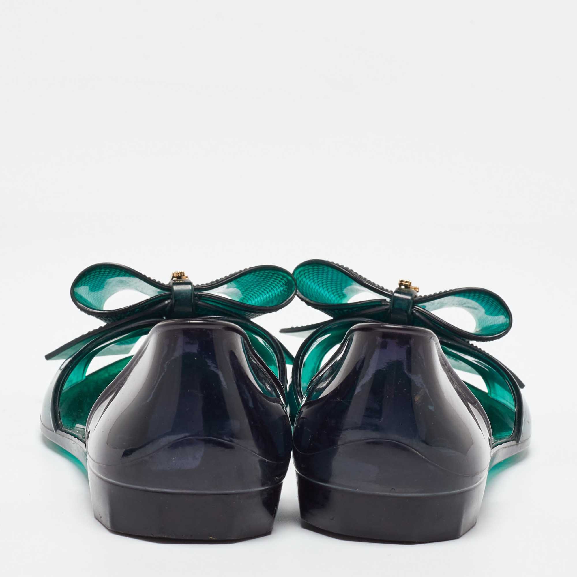 Salvatore Ferragamo Green Jelly Barbados Ballet Flats