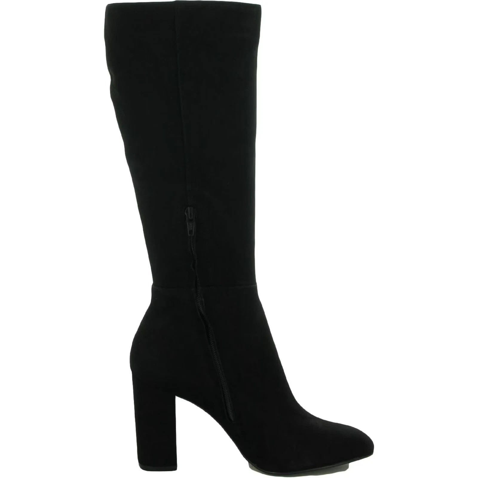 Steve Madden Ninny Boots Womens Black Leather Pointed Toe Knee High HTAT1522