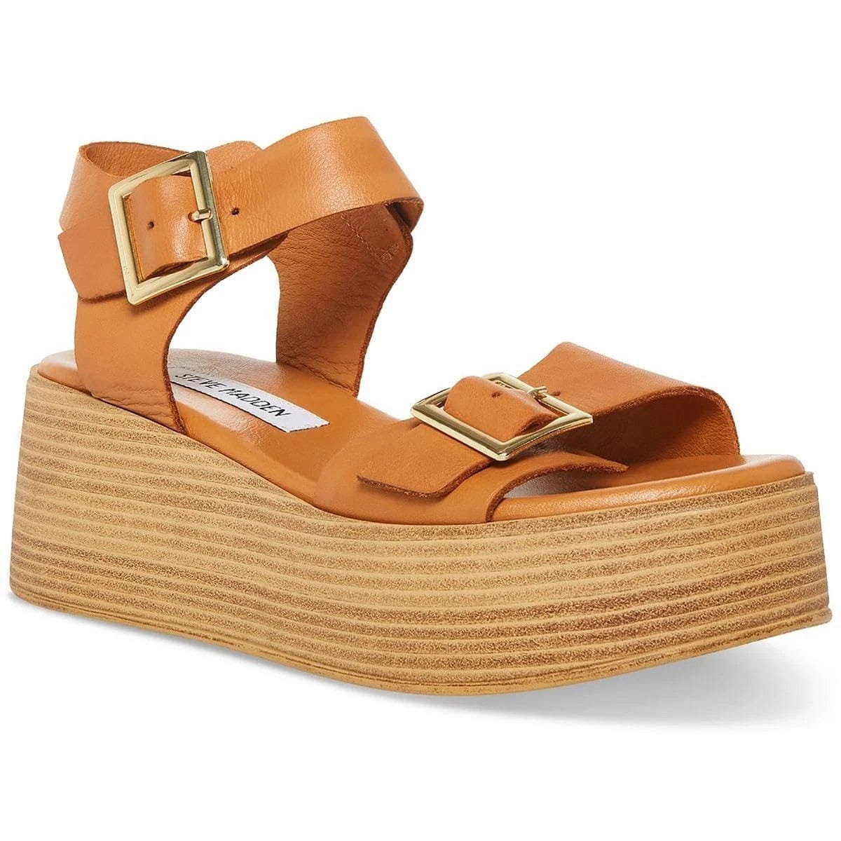 Steve Madden Marka Sandals Women's Brown Leather Platform Strappy UPS925