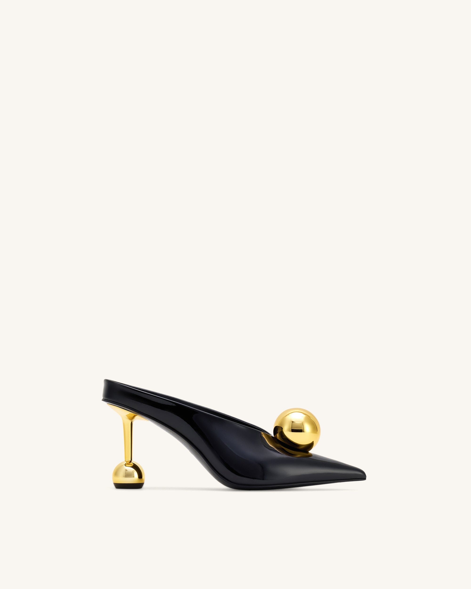 Jw Pei Sofia Angled Vamp Heel Mules Black & Gold