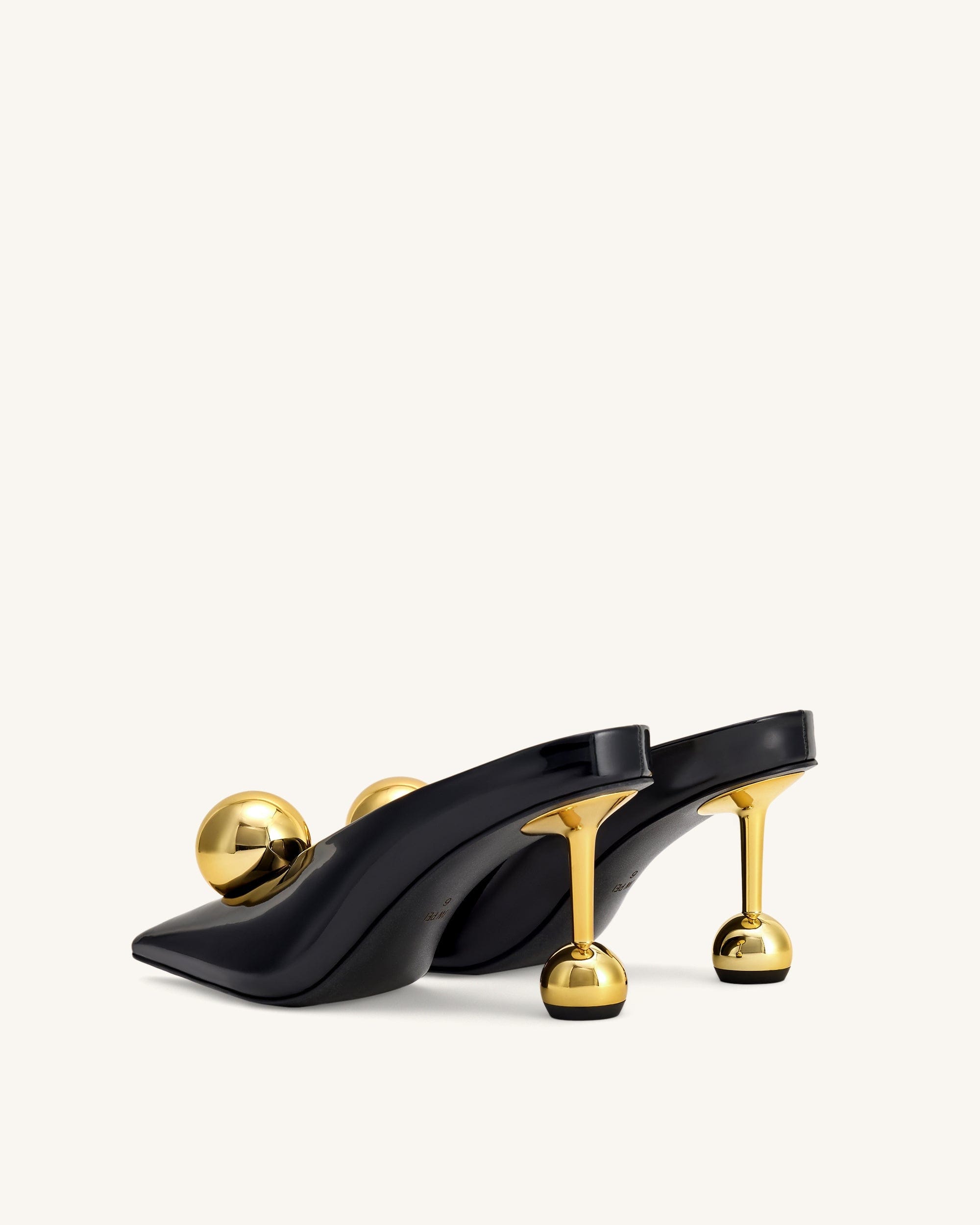 Jw Pei Sofia Angled Vamp Heel Mules Black & Gold