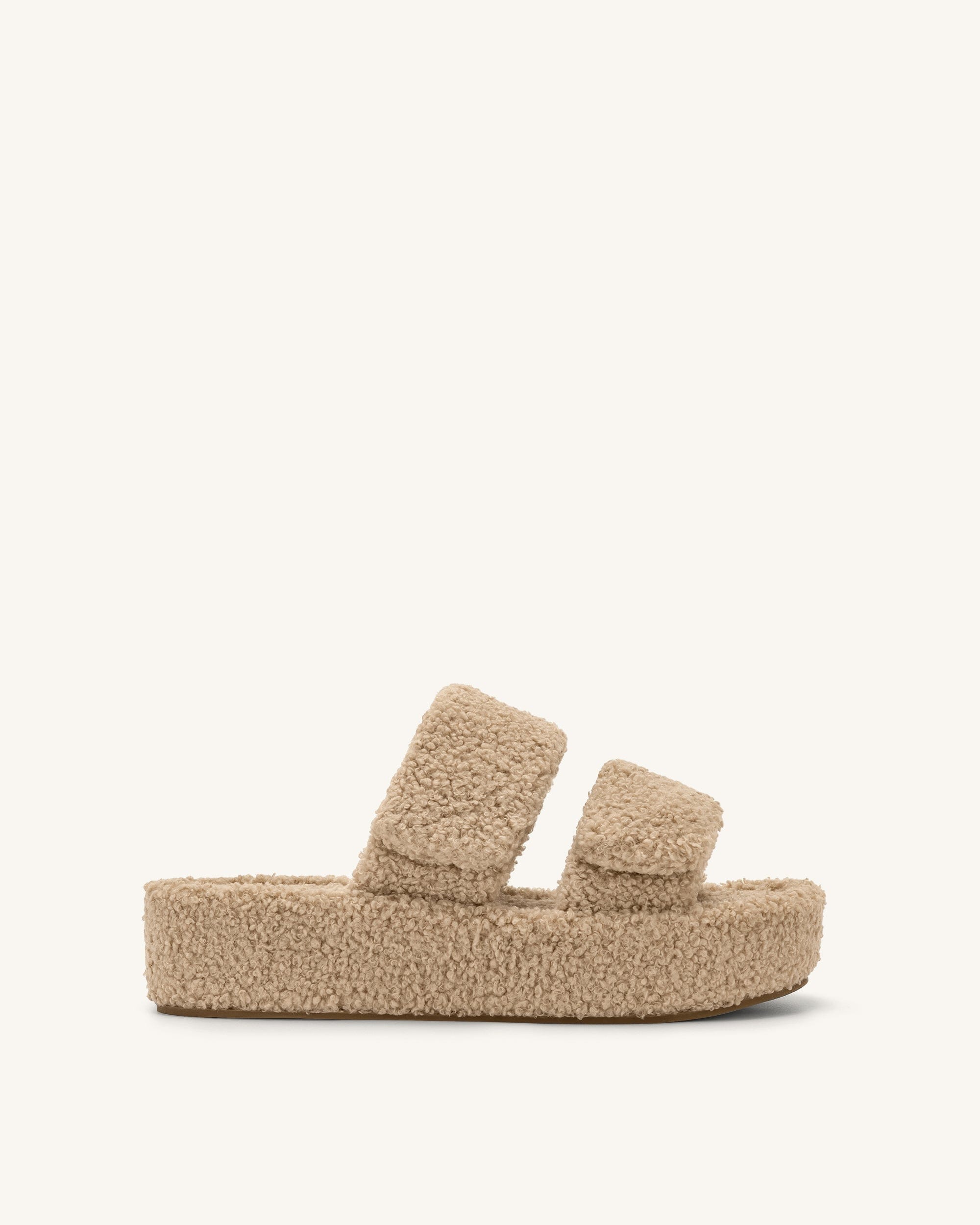 Jw Pei Lexi Faux Fur Platform Sandal Beige