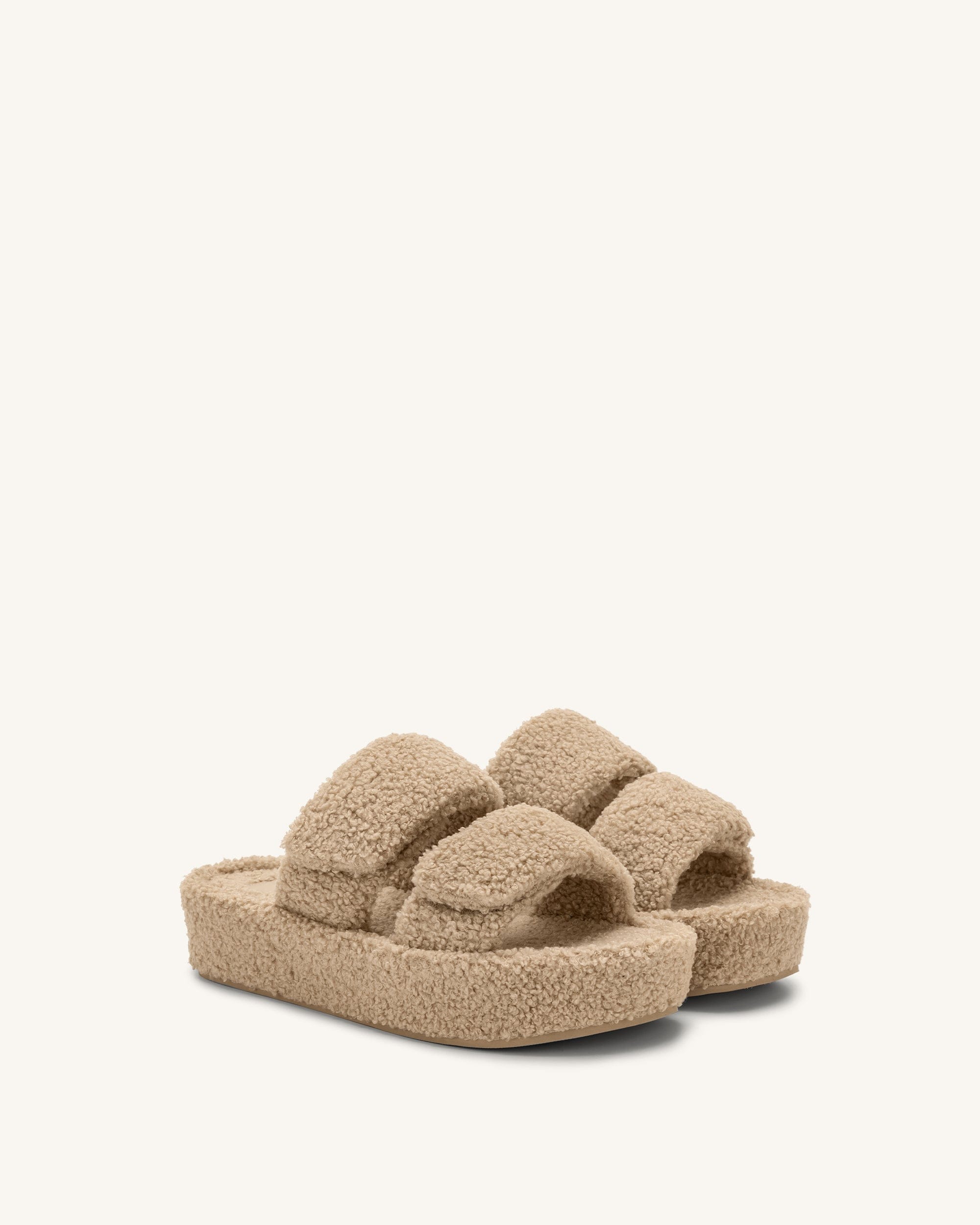 Jw Pei Lexi Faux Fur Platform Sandal Beige