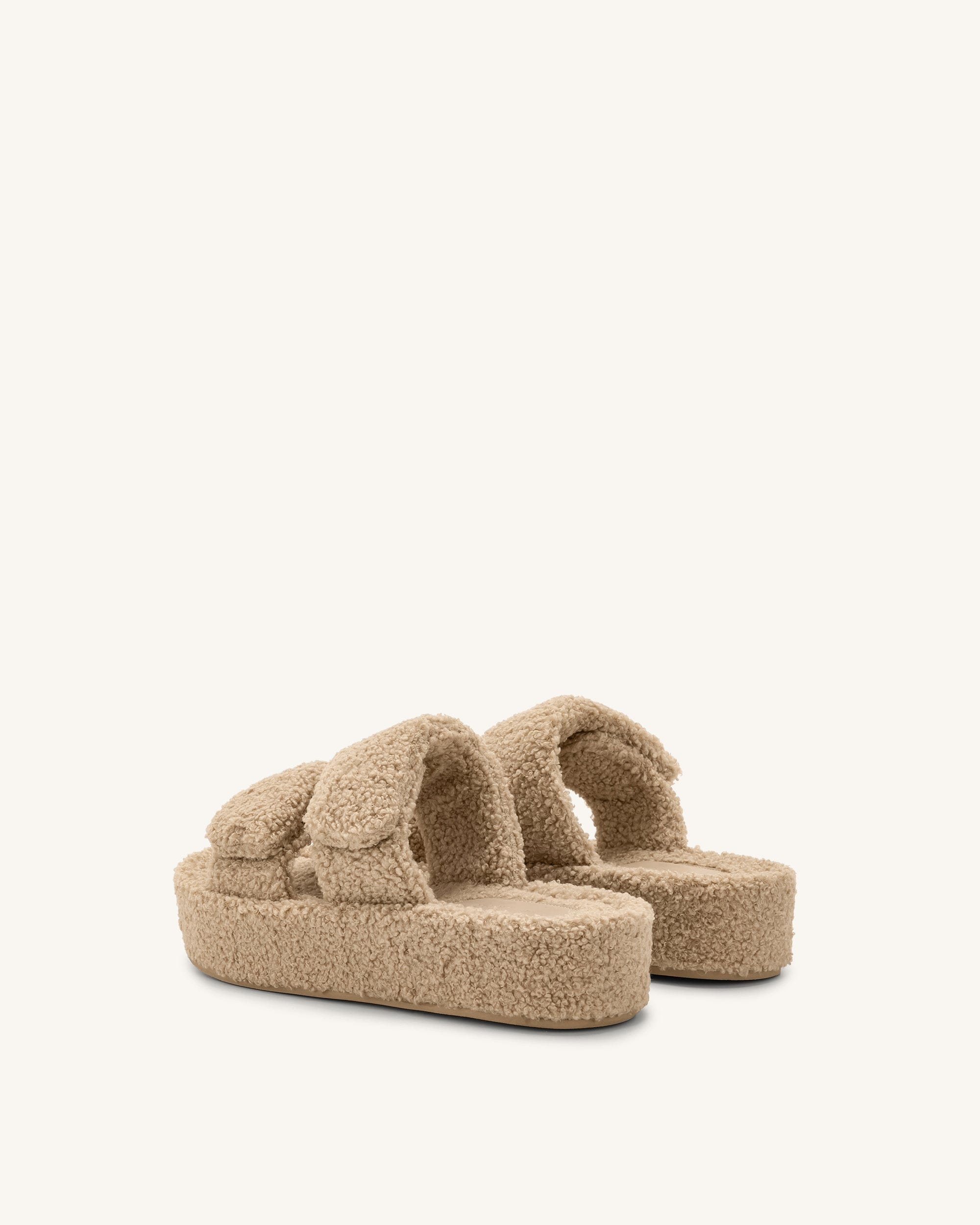 Jw Pei Lexi Faux Fur Platform Sandal Beige