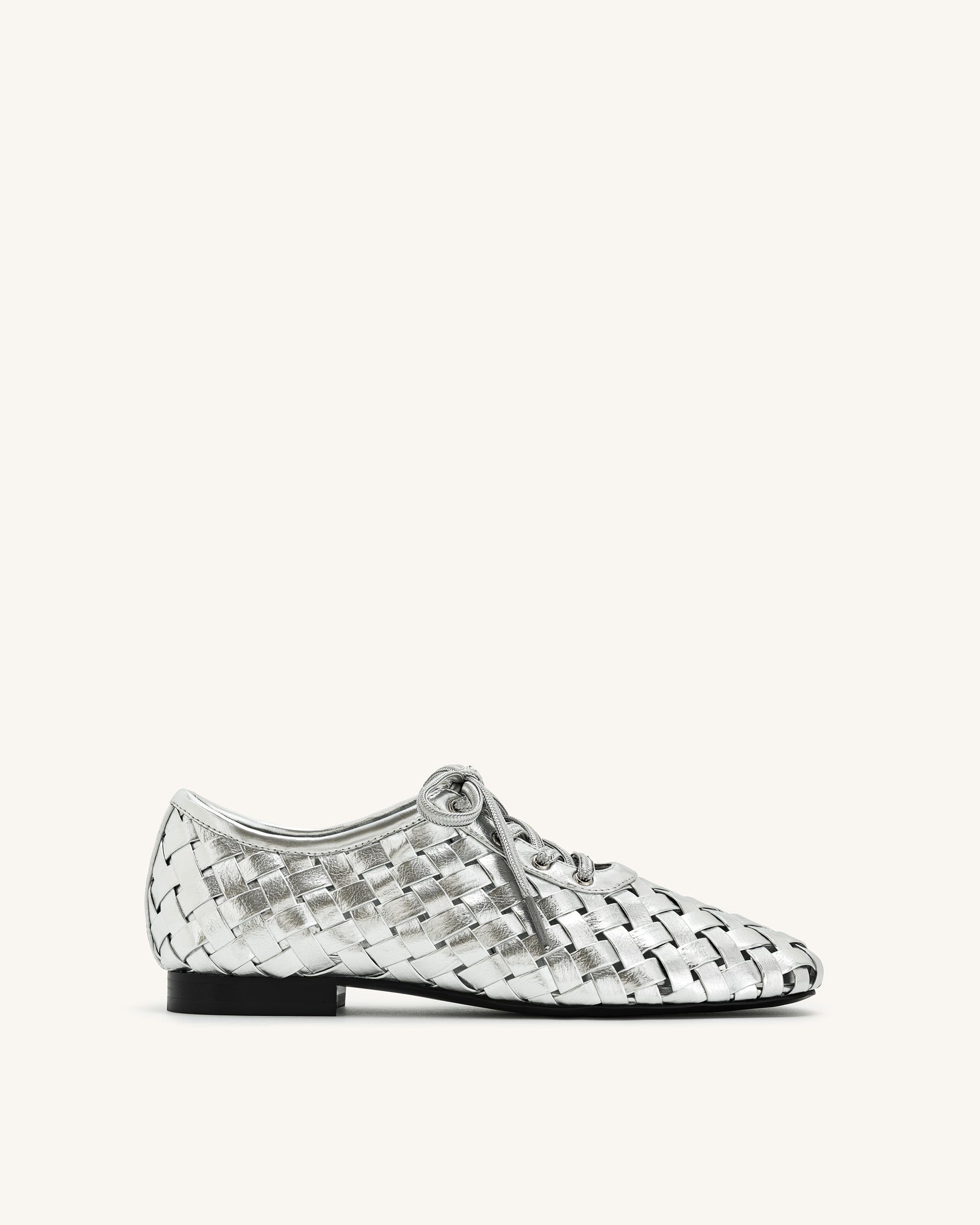 Jw Pei Kayla Weave Strap Flat Shoes Silver