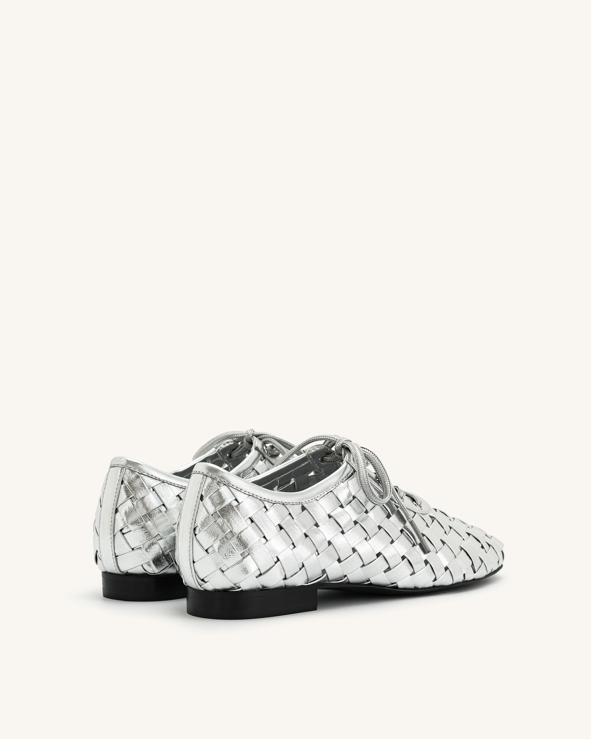 Jw Pei Kayla Weave Strap Flat Shoes Silver