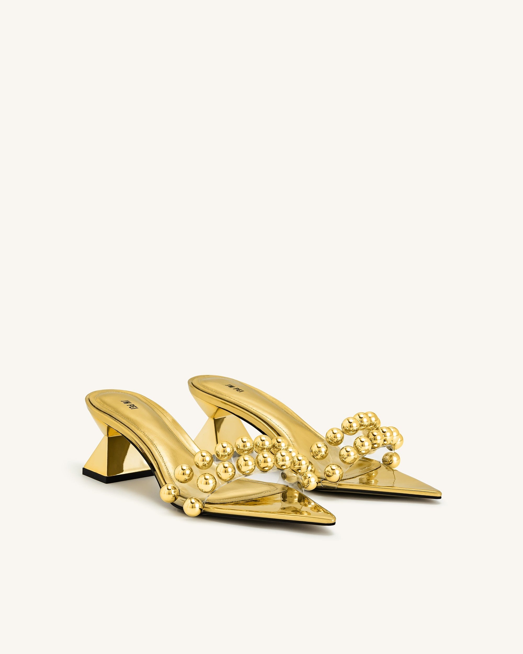 Jw Pei Gianna Beaded Strap Mules Gold